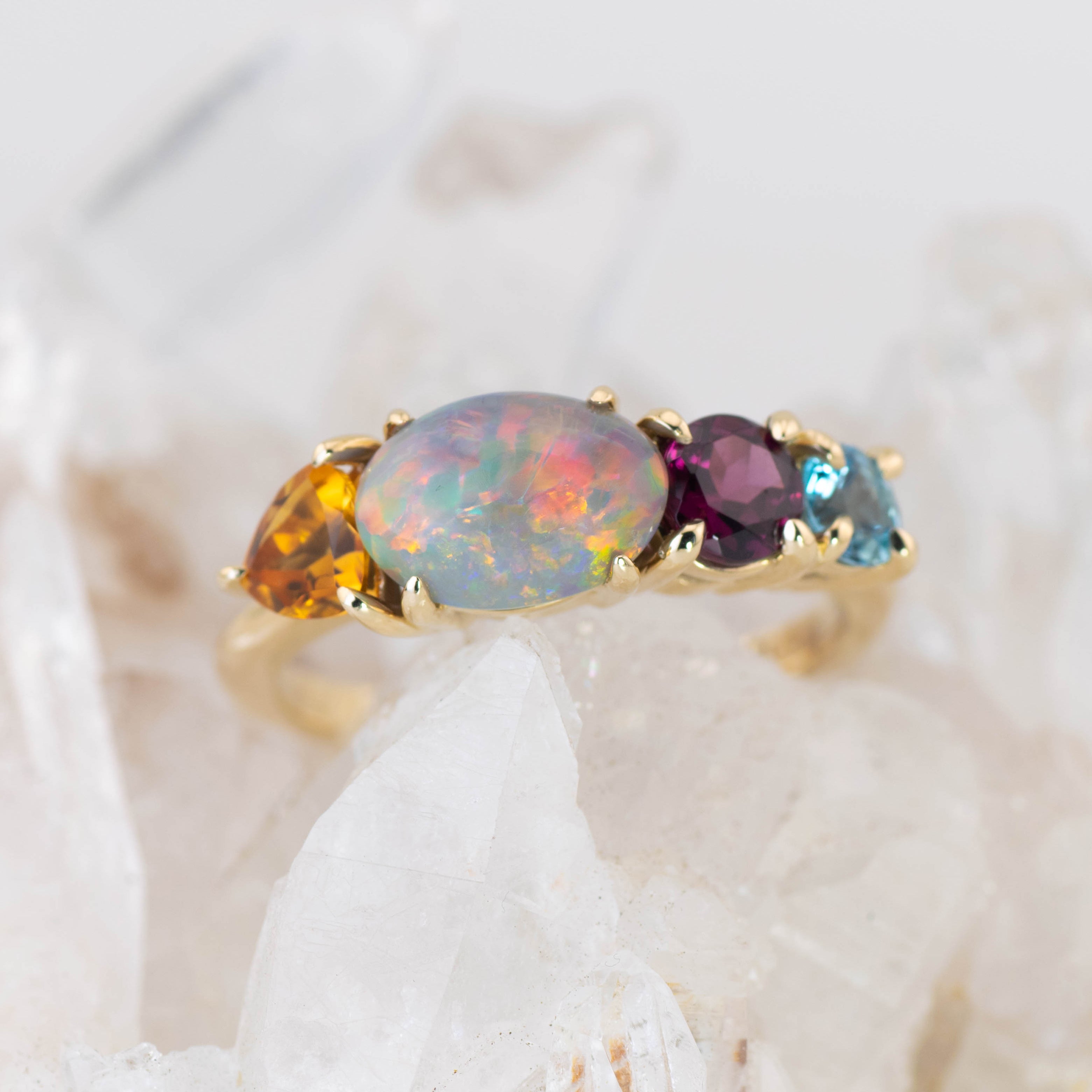 Aurora – Opal & Gemstone Cluster Ring (in stock)