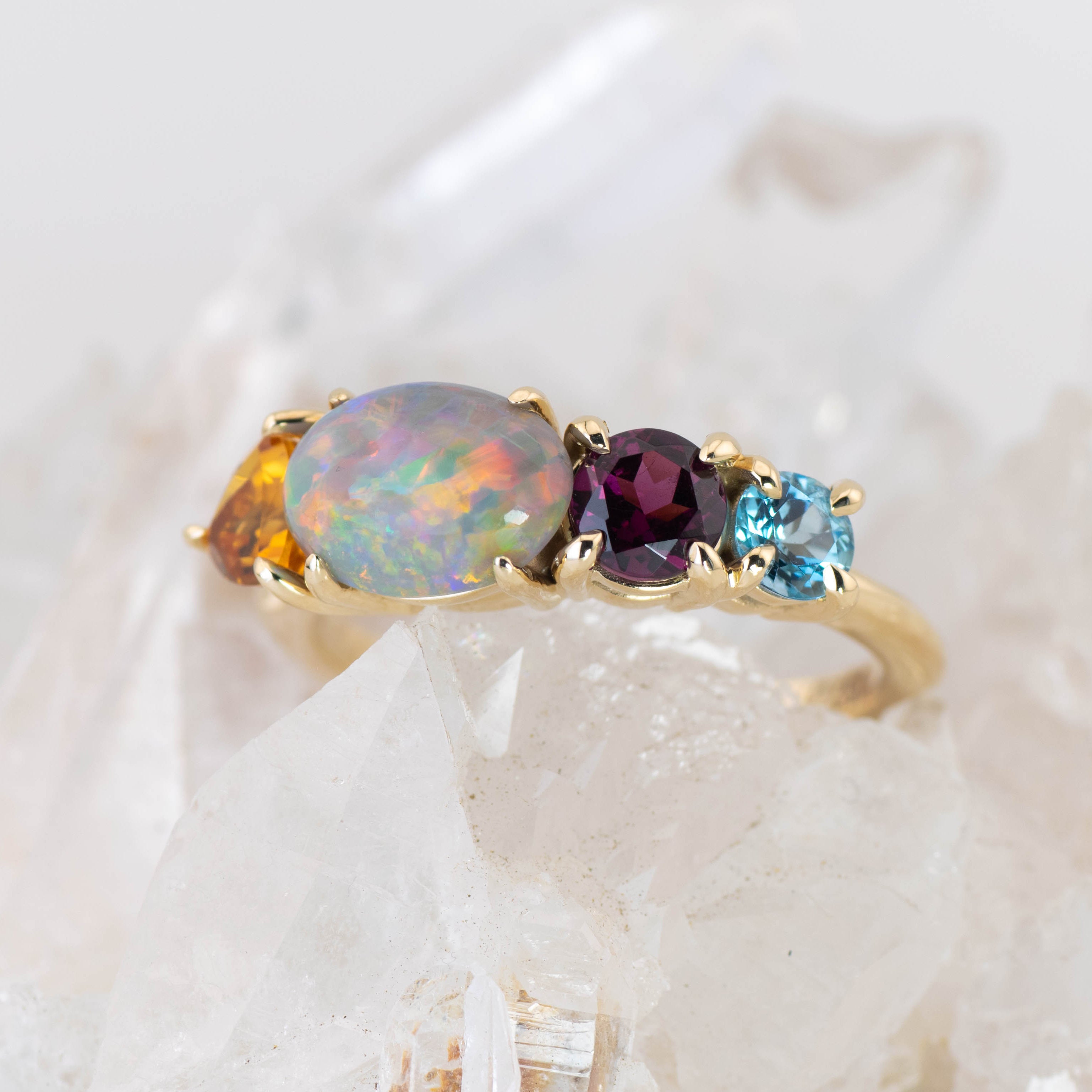 Aurora – Opal & Gemstone Cluster Ring (in stock)