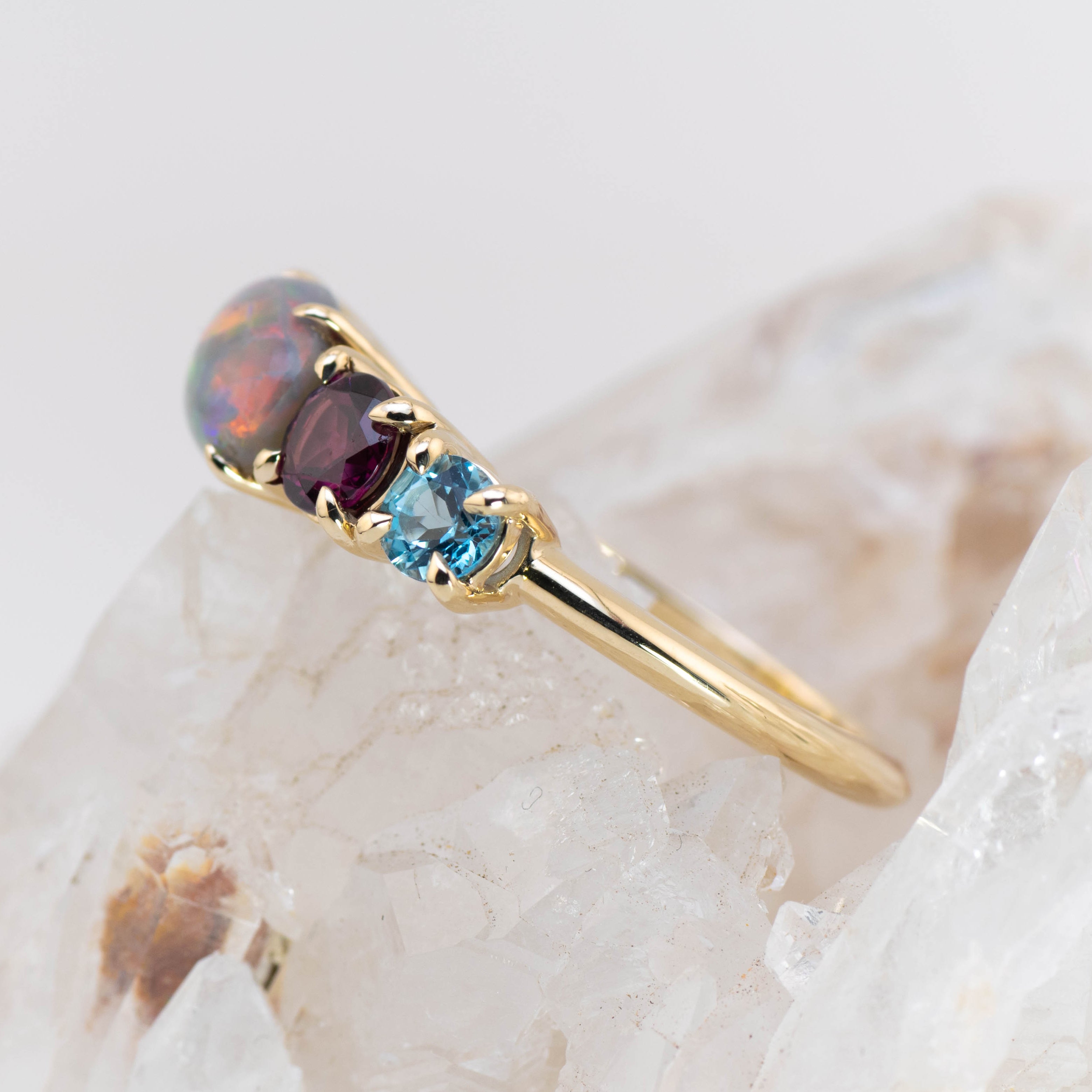 Aurora – Opal & Gemstone Cluster Ring (in stock)