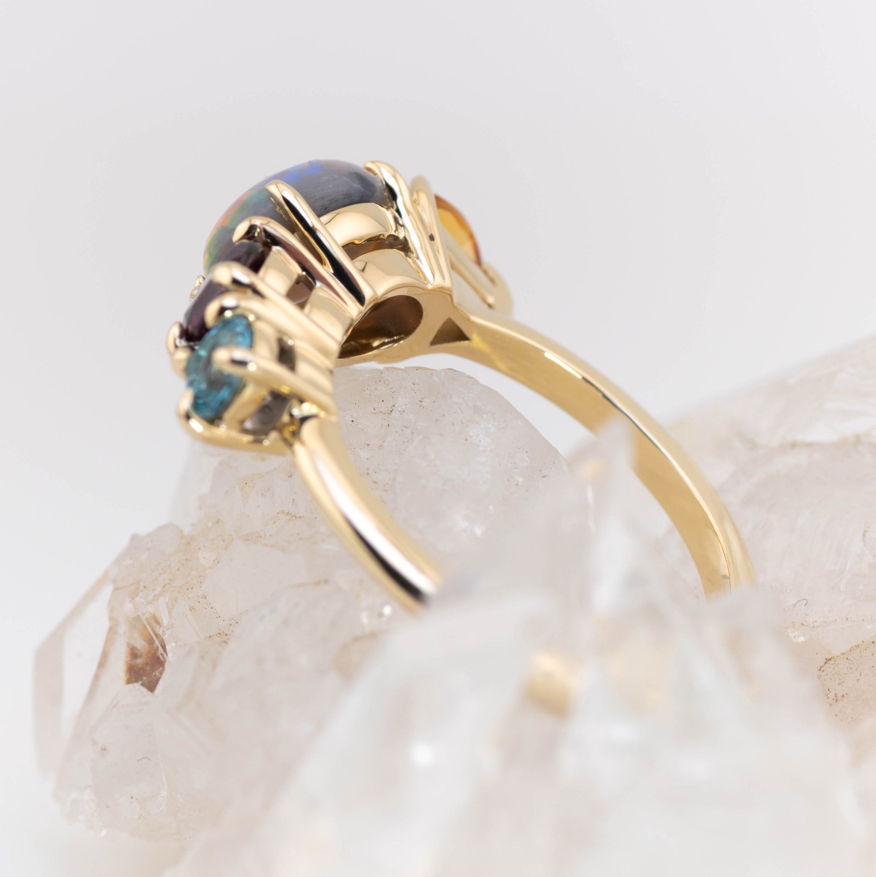 Aurora – Opal & Gemstone Cluster Ring (in stock)