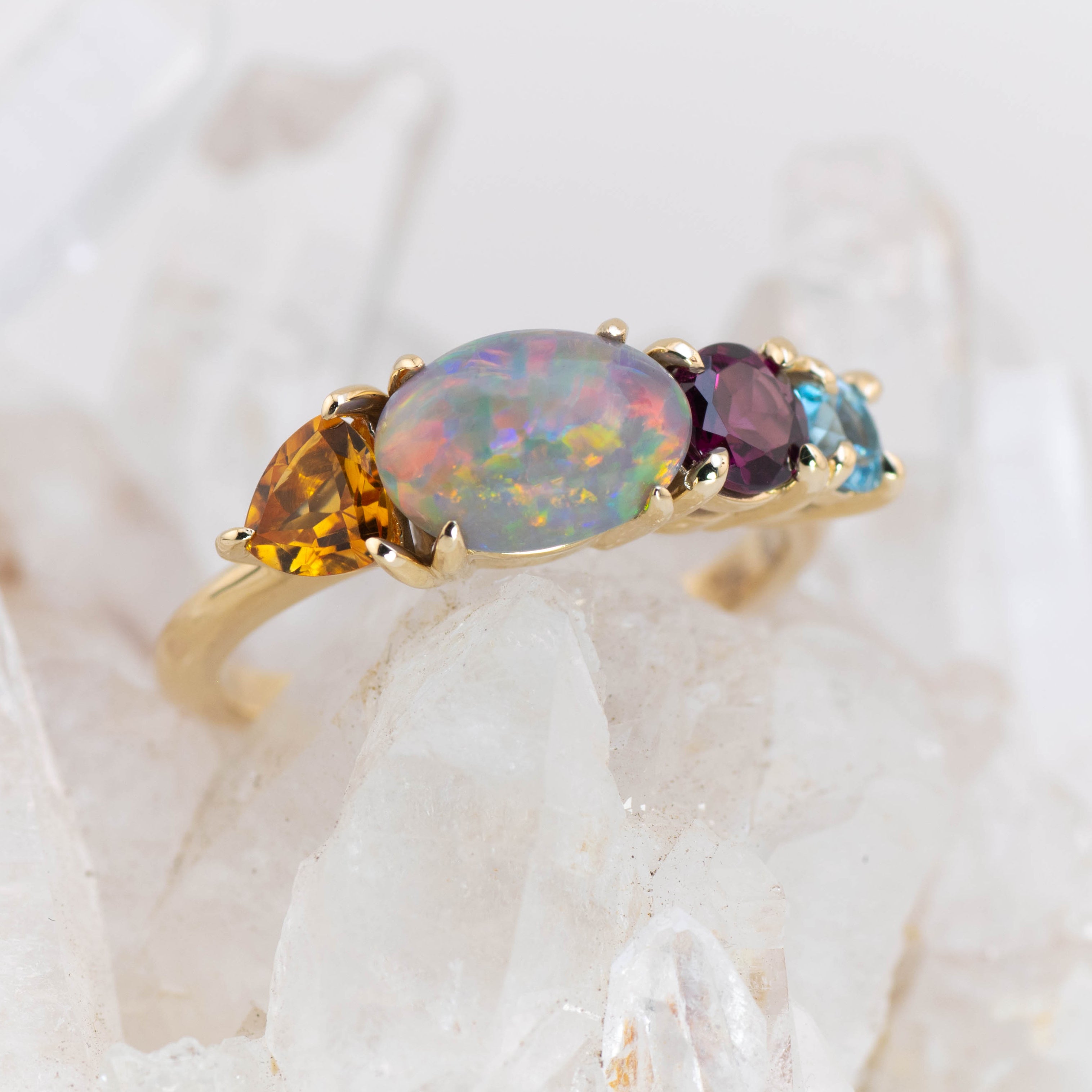 Aurora – Opal & Gemstone Cluster Ring (in stock)