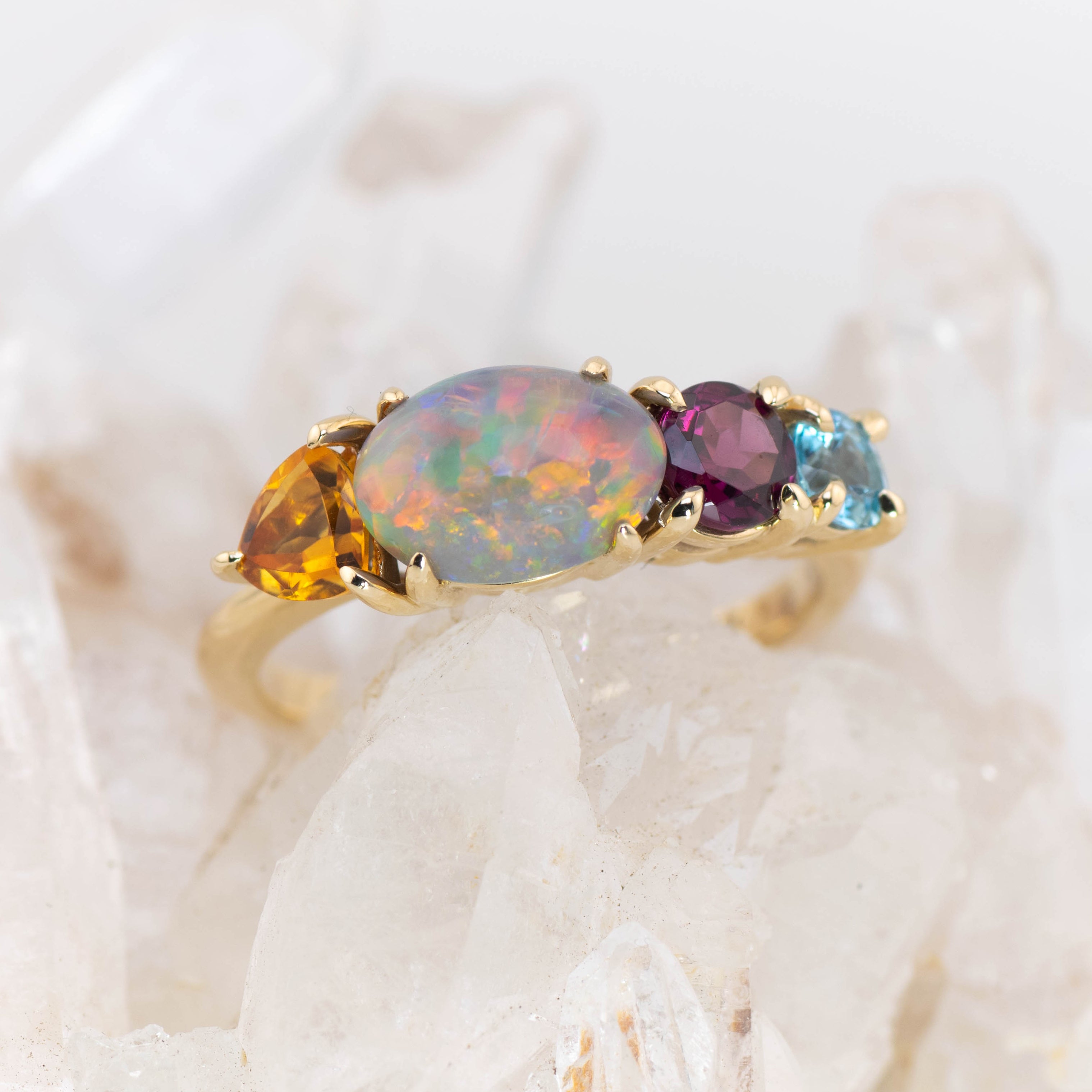 Aurora – Opal & Gemstone Cluster Ring (in stock)