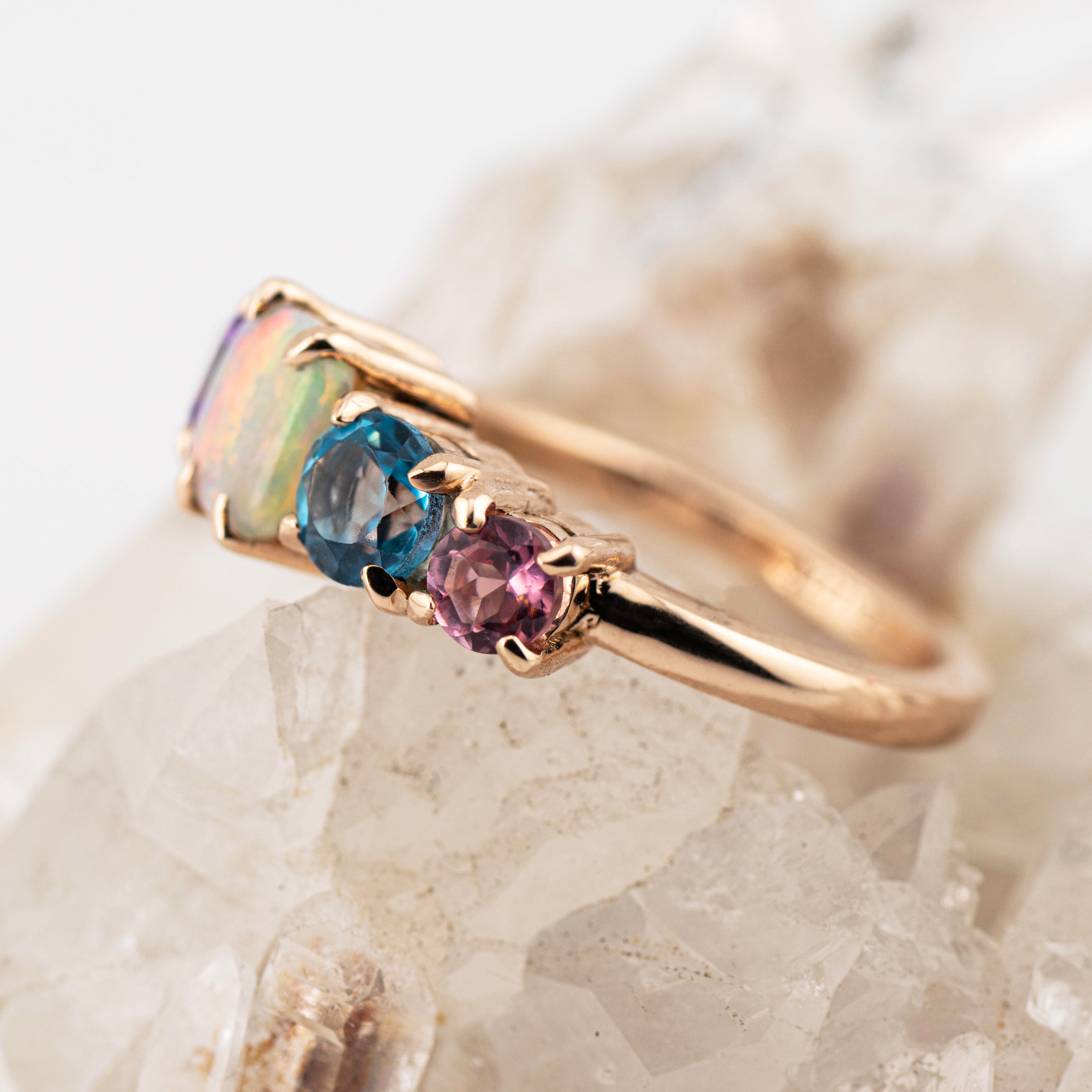 Coral – Opal & Gemstone Cluster Ring (in stock)