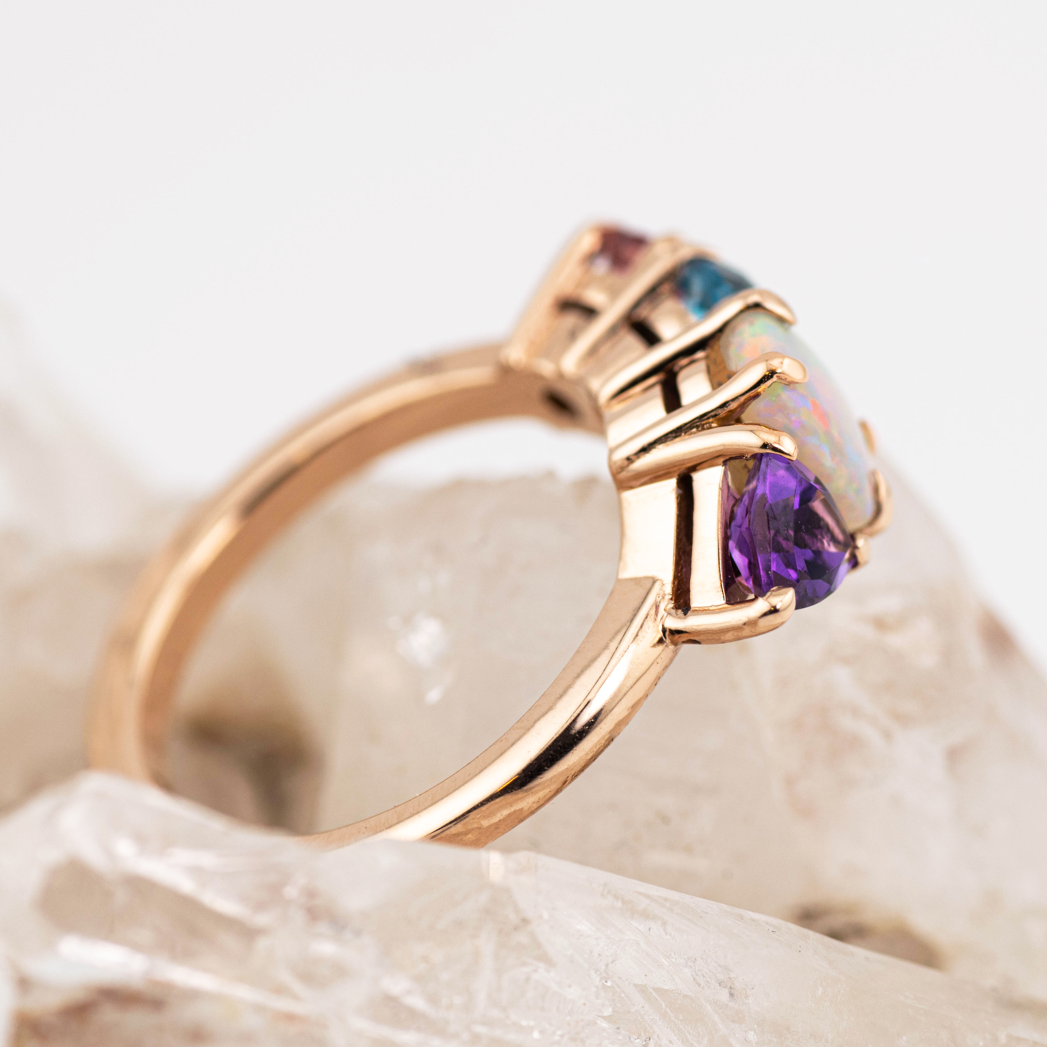 Coral – Opal & Gemstone Cluster Ring (in stock)