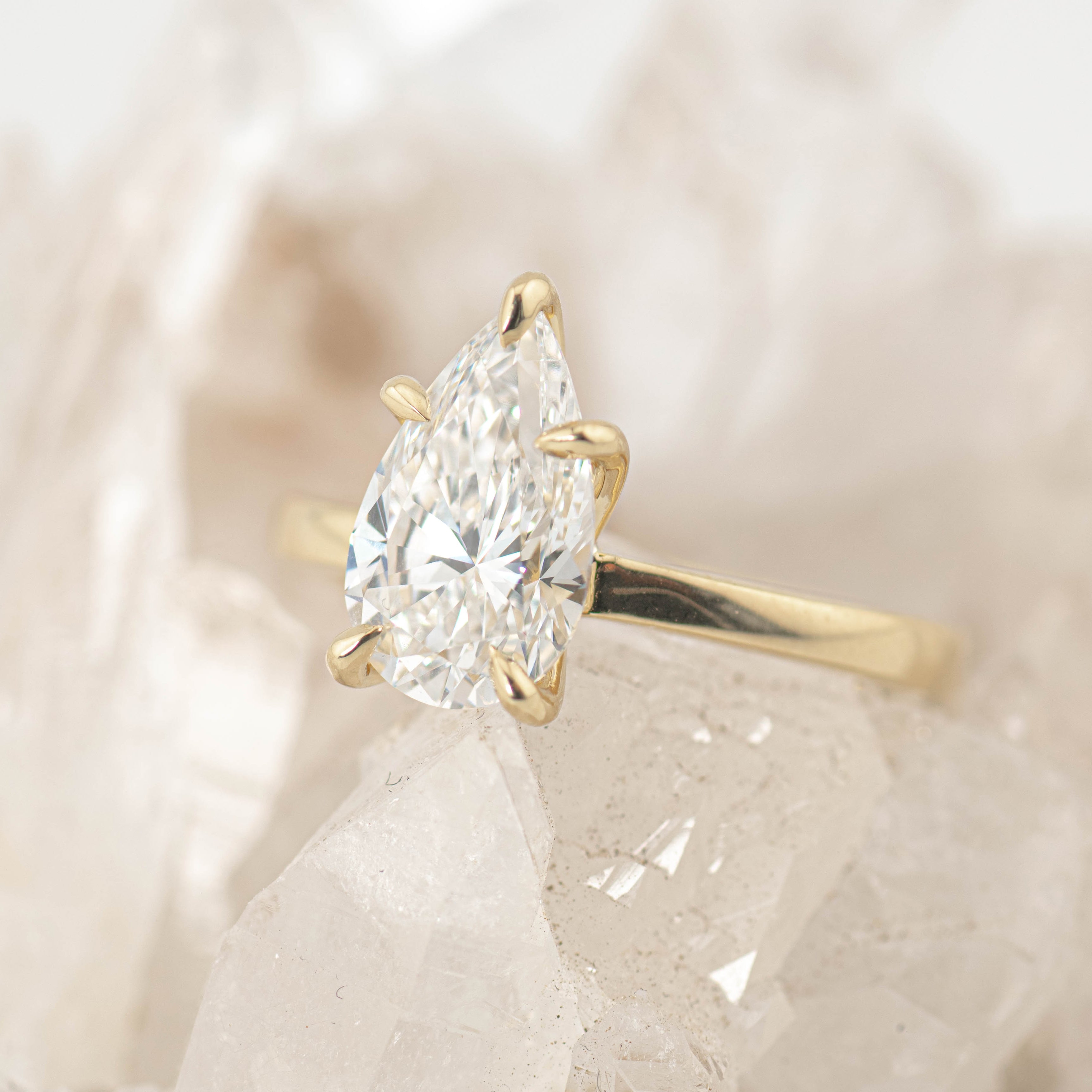 Olivia 2.0 – 5 Claw 2ct Pear Solitaire (Made to Order) F Colour VVS2