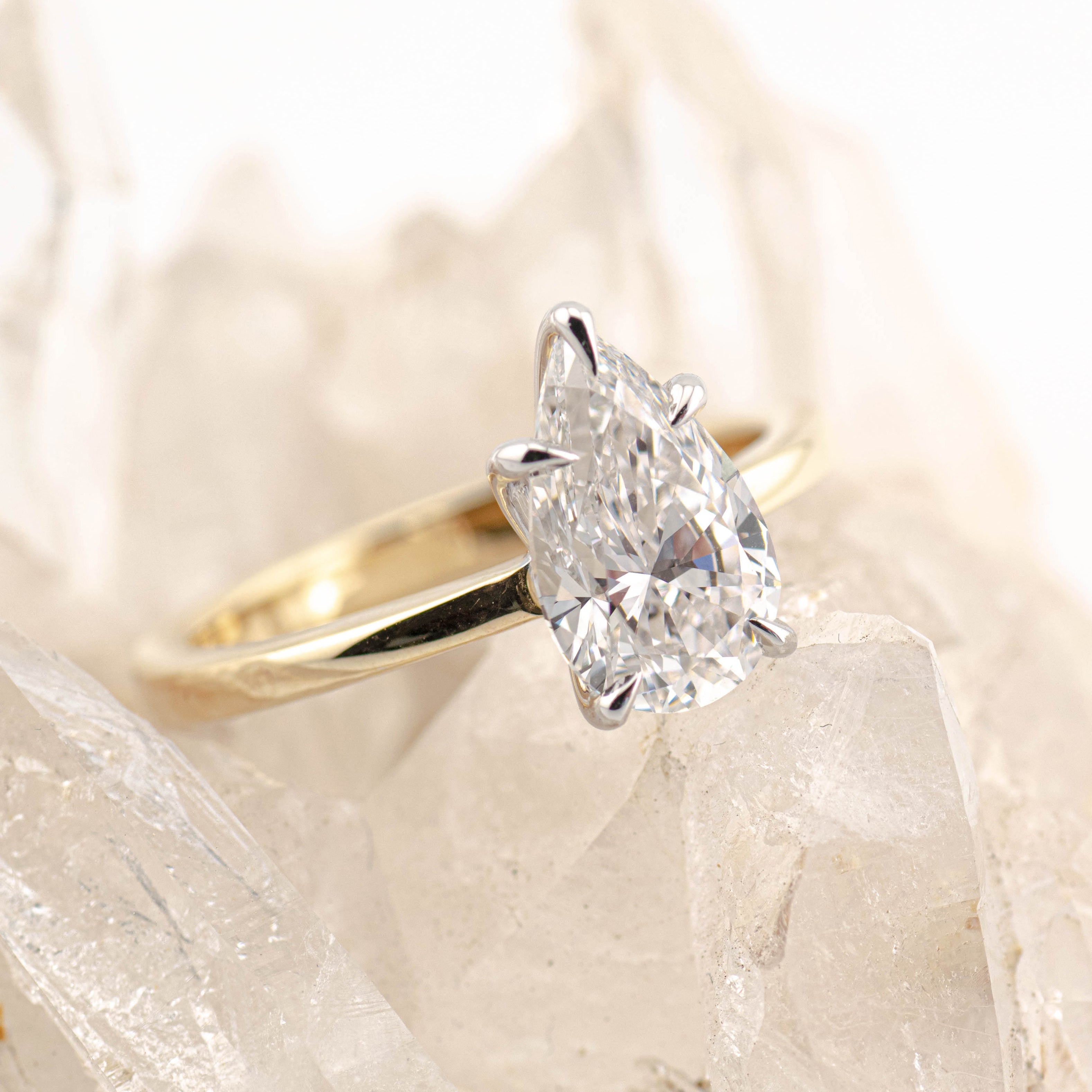 Olivia 2.0 – 5 Claw 2ct Pear Solitaire (Made to Order) F Colour VVS2