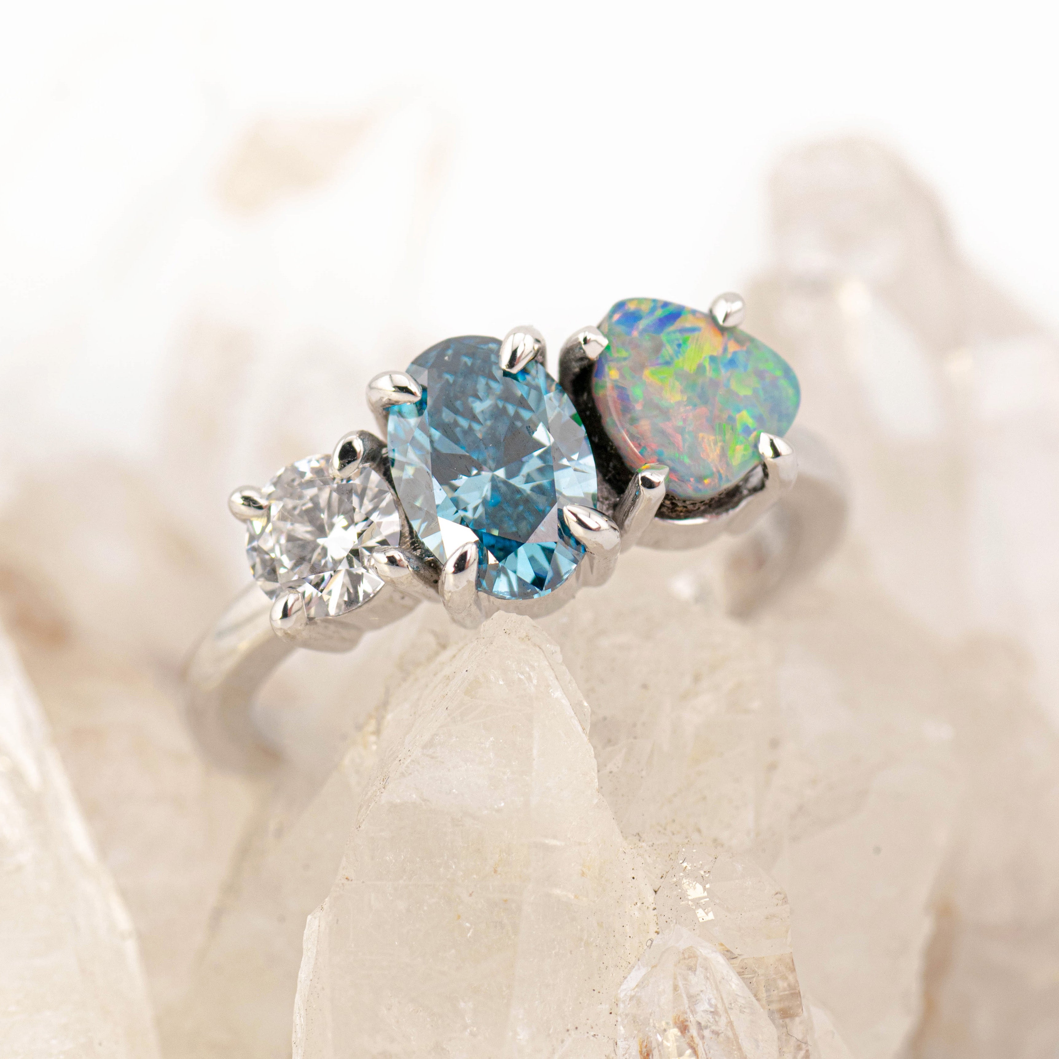 Skye – Opal & Diamond Cluster Ring (in stock)