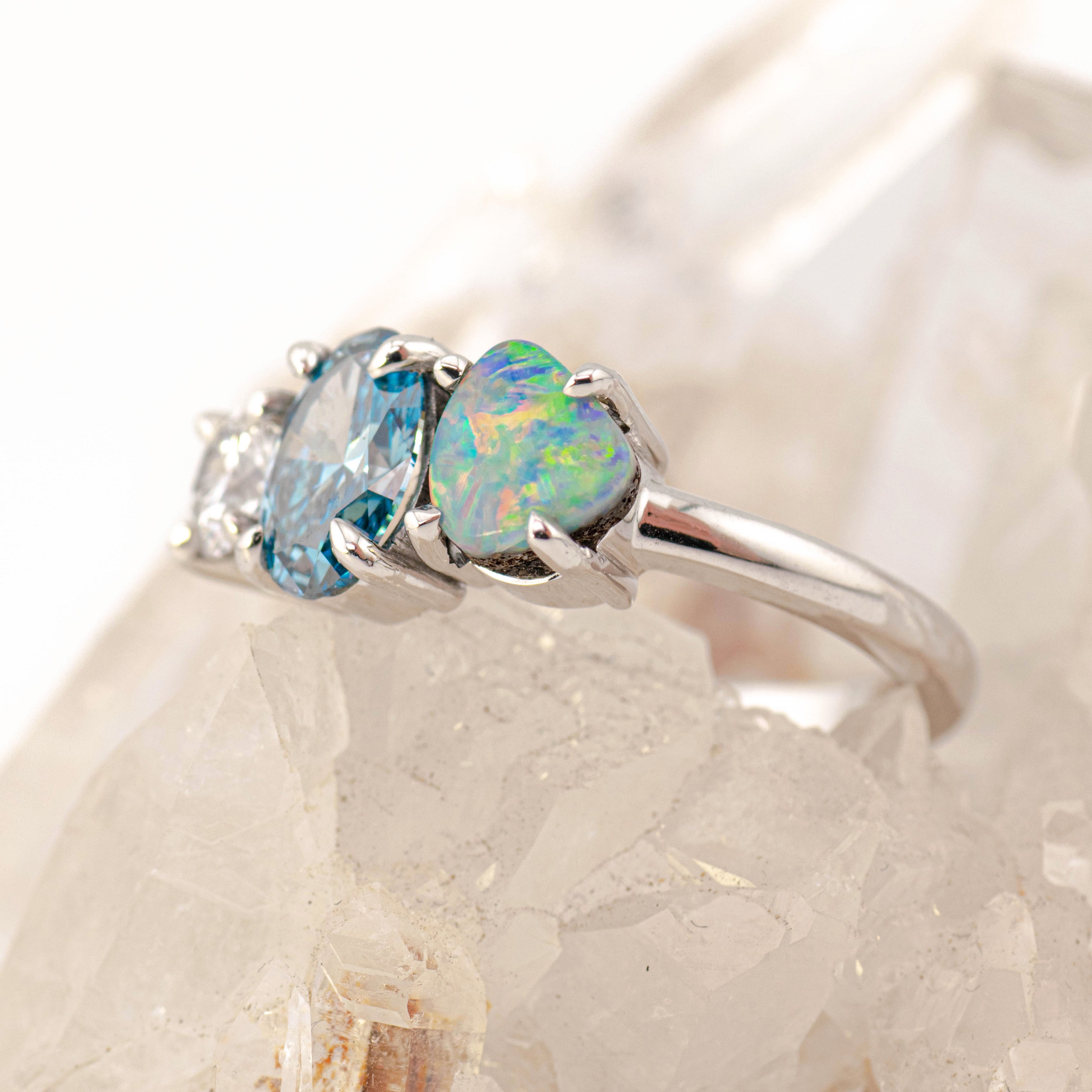 Skye – Opal & Diamond Cluster Ring (in stock)