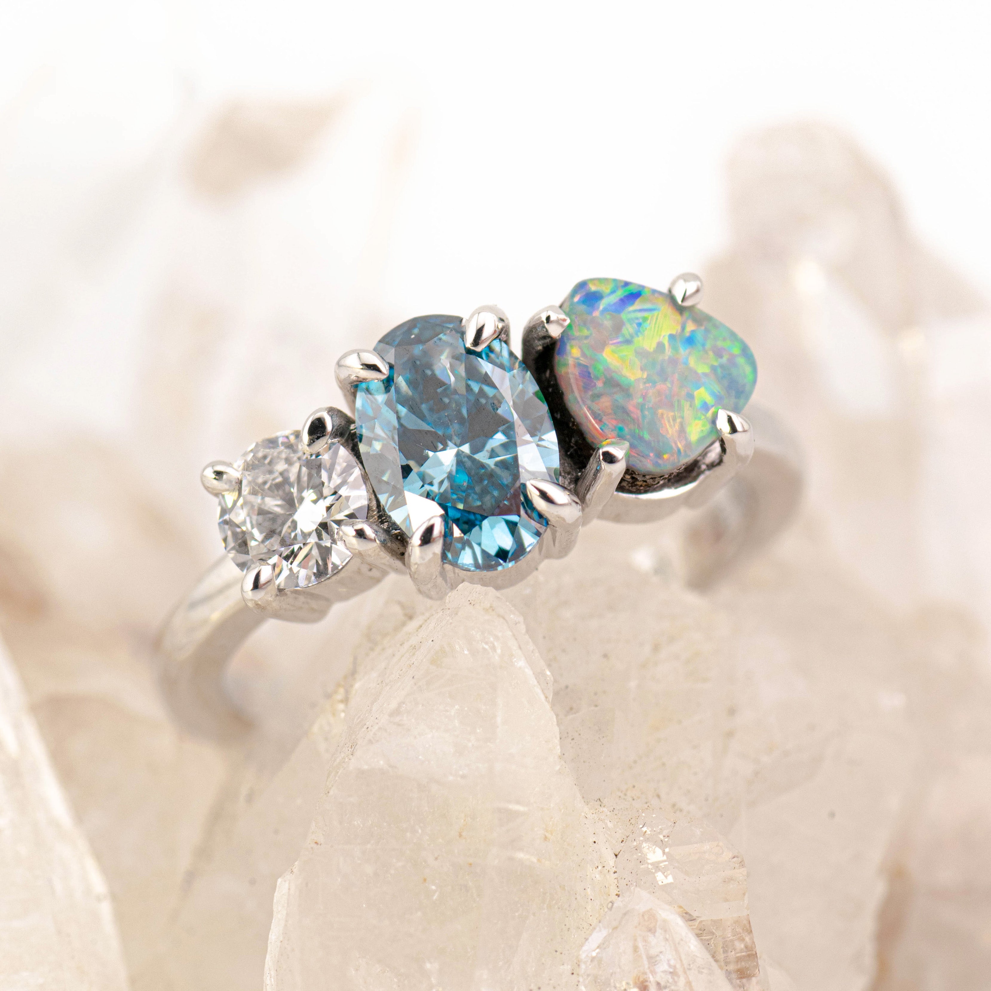 Skye – Opal & Diamond Cluster Ring (in stock)