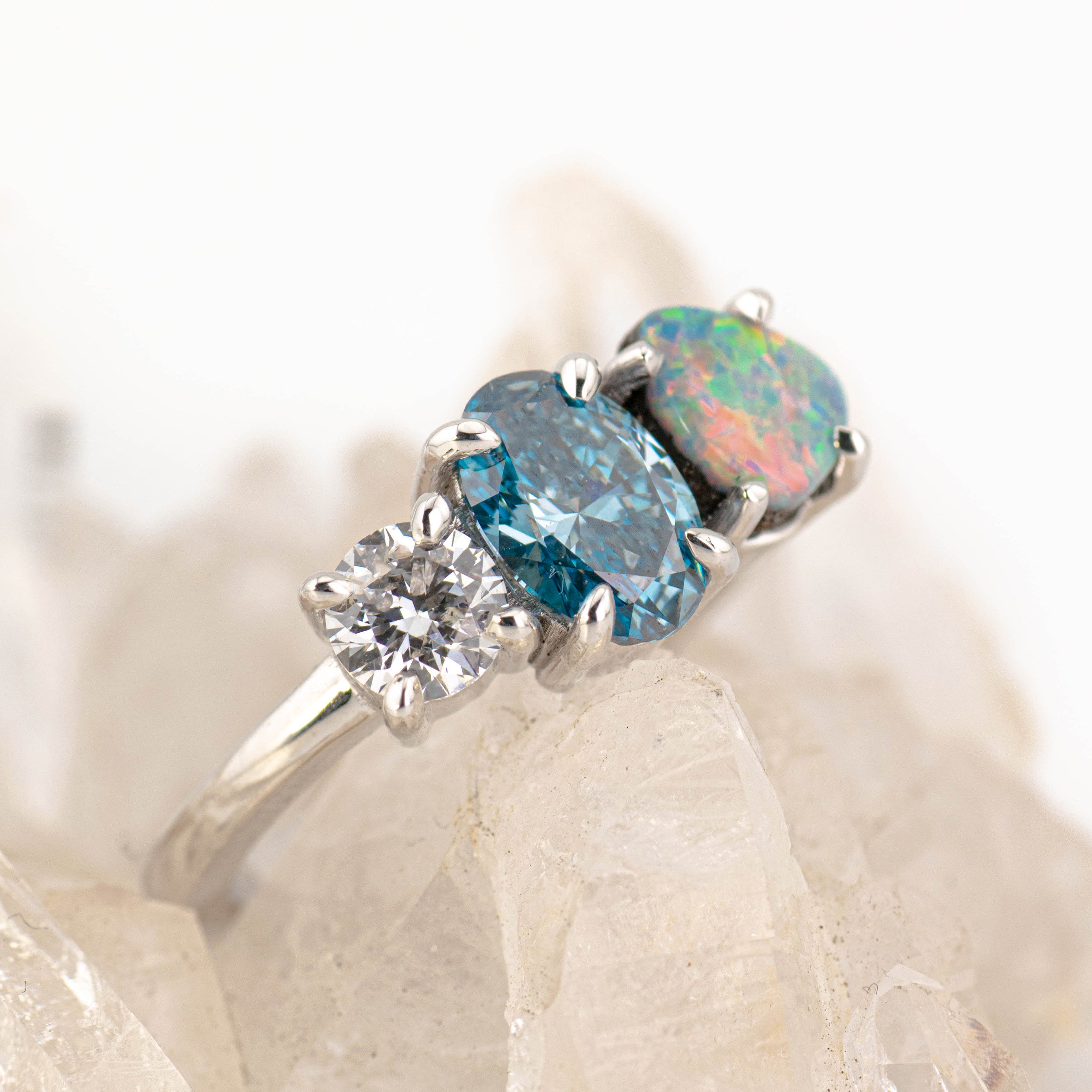 Skye – Opal & Diamond Cluster Ring (in stock)