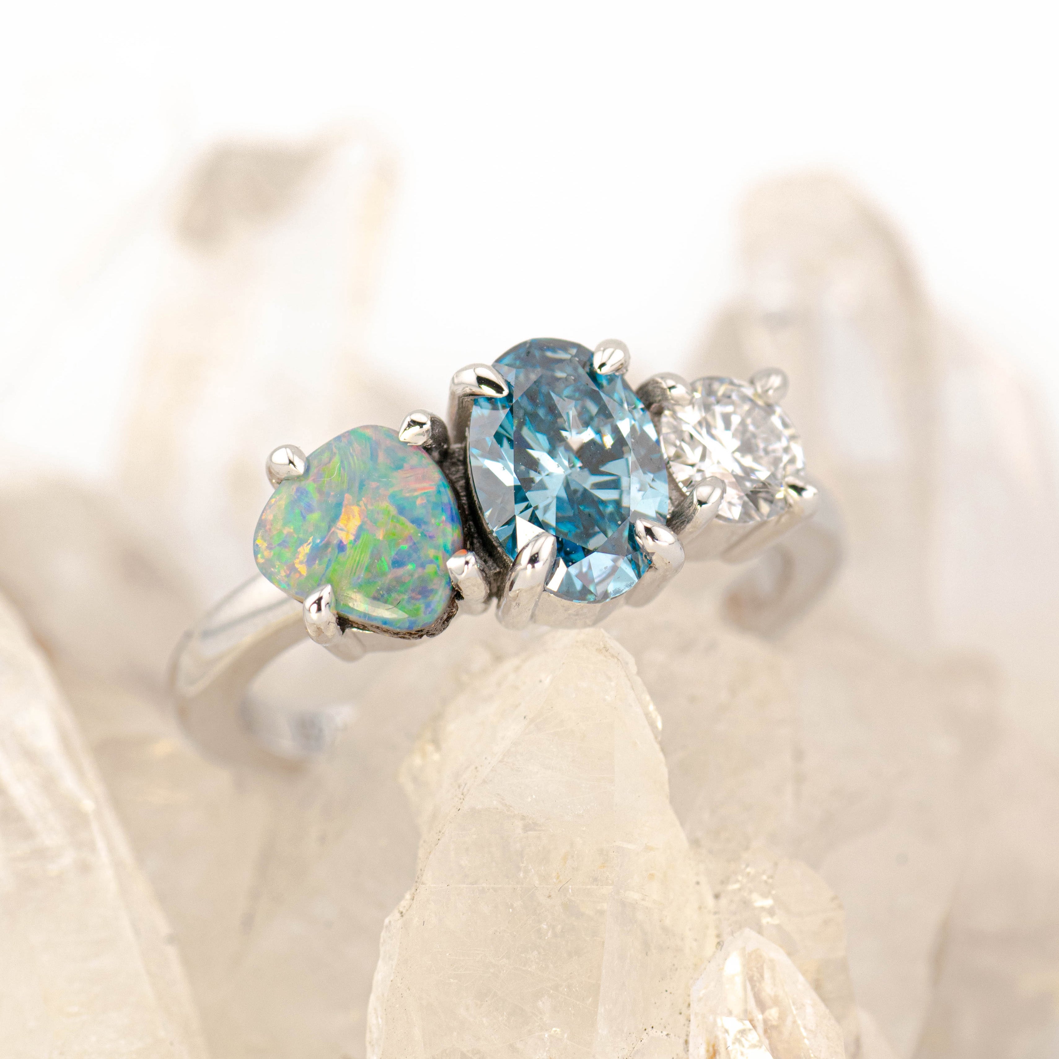 Skye – Opal & Diamond Cluster Ring (in stock)