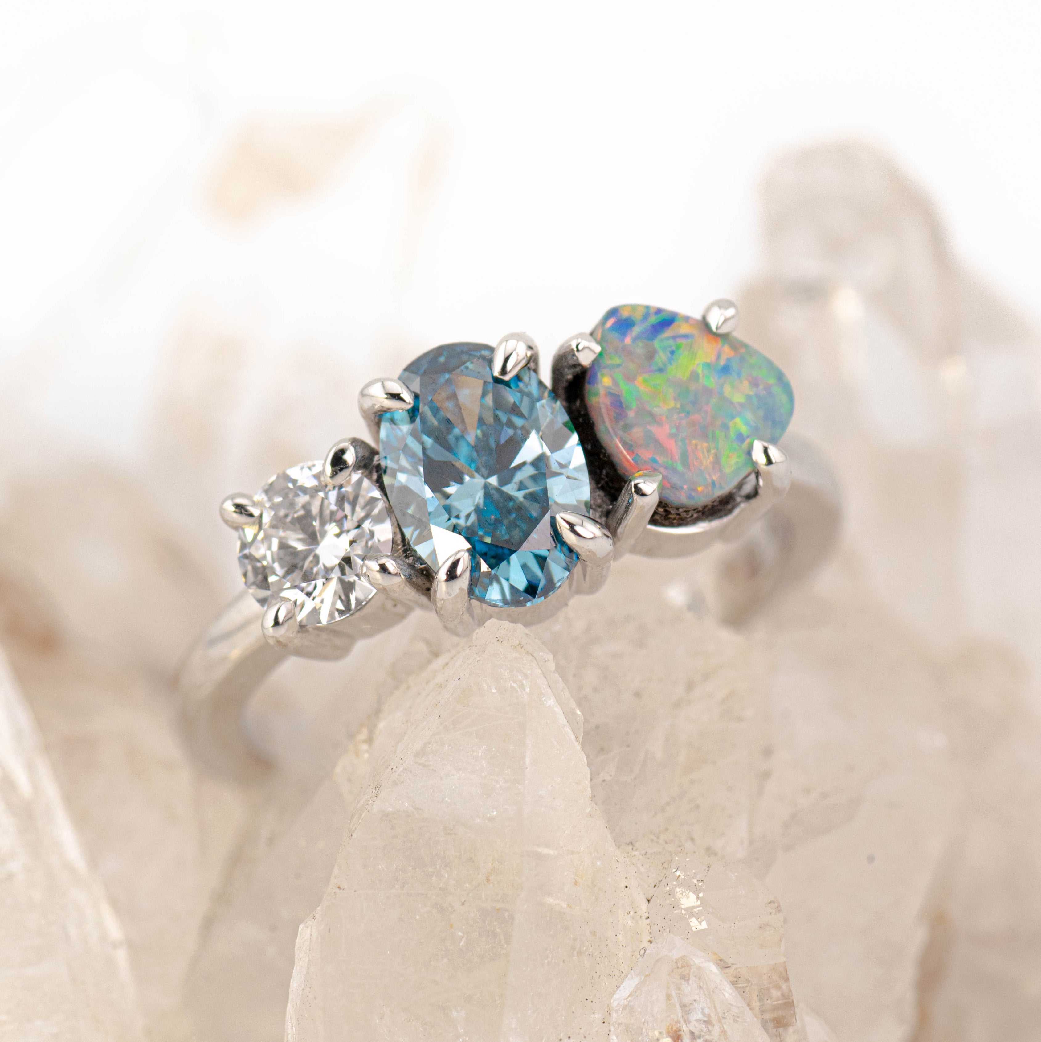 Skye – Opal & Diamond Cluster Ring (in stock)