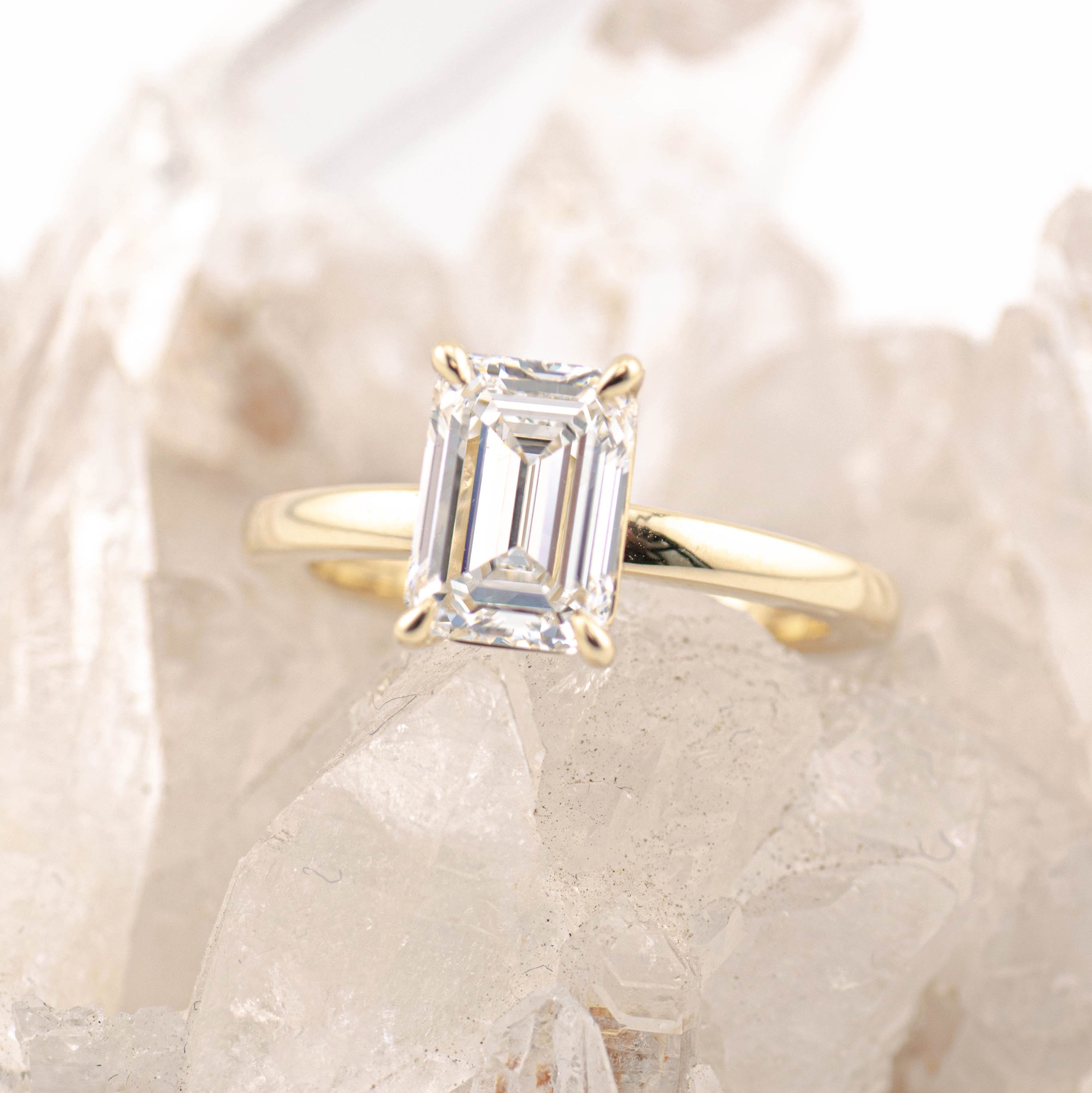 Emma 2.0 – 4 Claw 2ct Emerald Cut Solitaire (Made to Order) F Colour VVS2