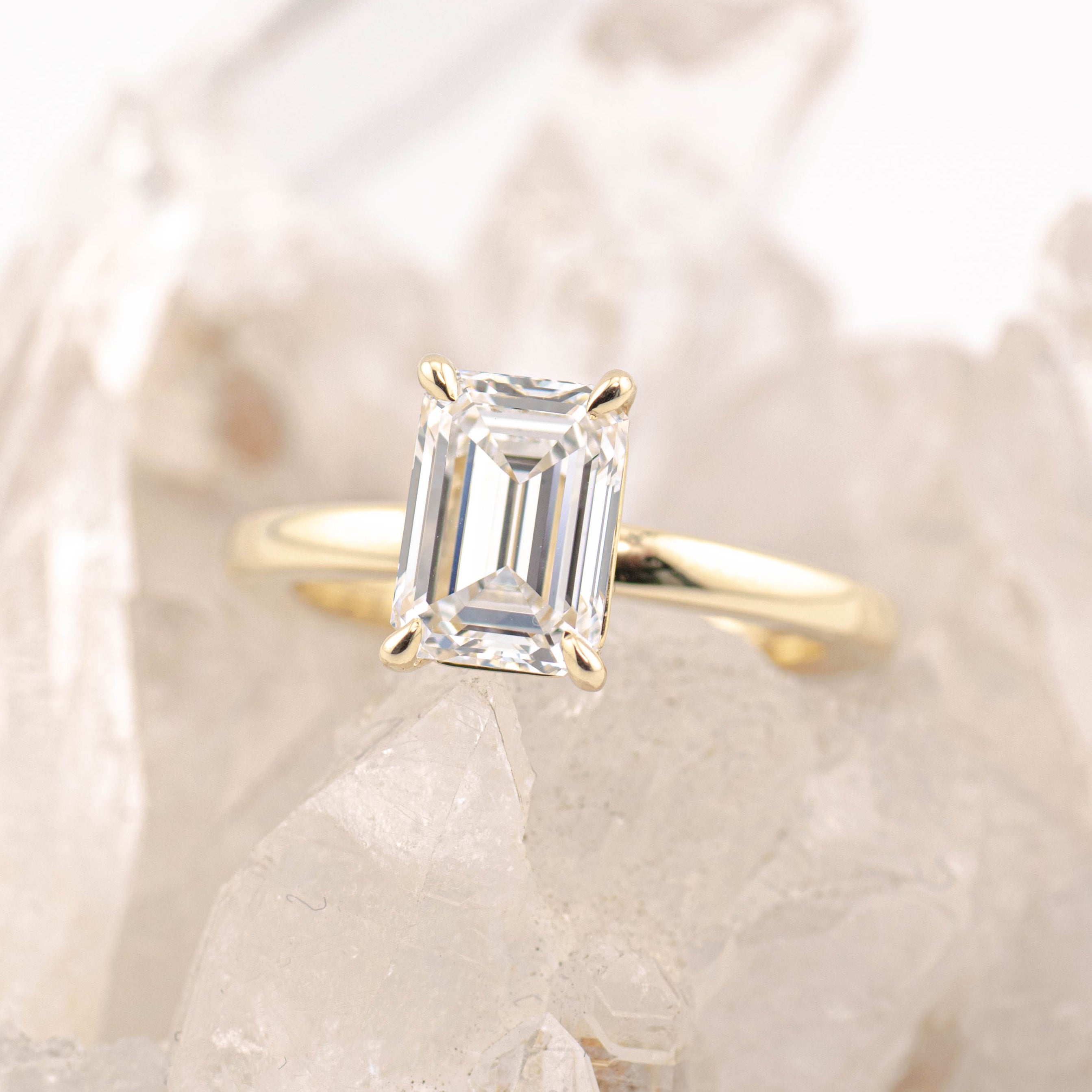 Emma 2.0 – 4 Claw 2ct Emerald Cut Solitaire (Made to Order) F Colour VVS2