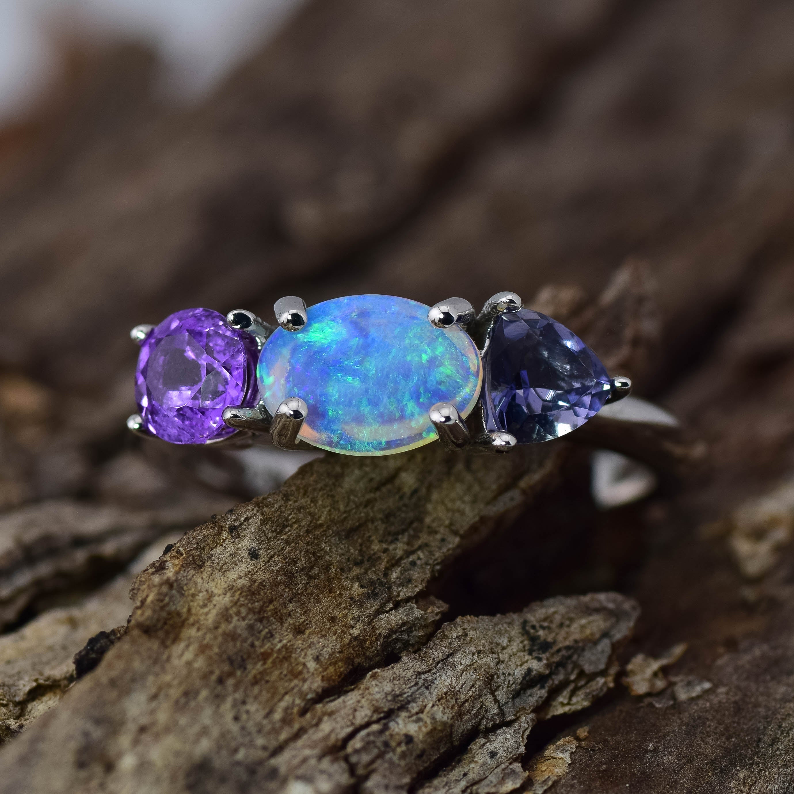 Indigo – Opal & Gemstone Cluster Ring (in stock)