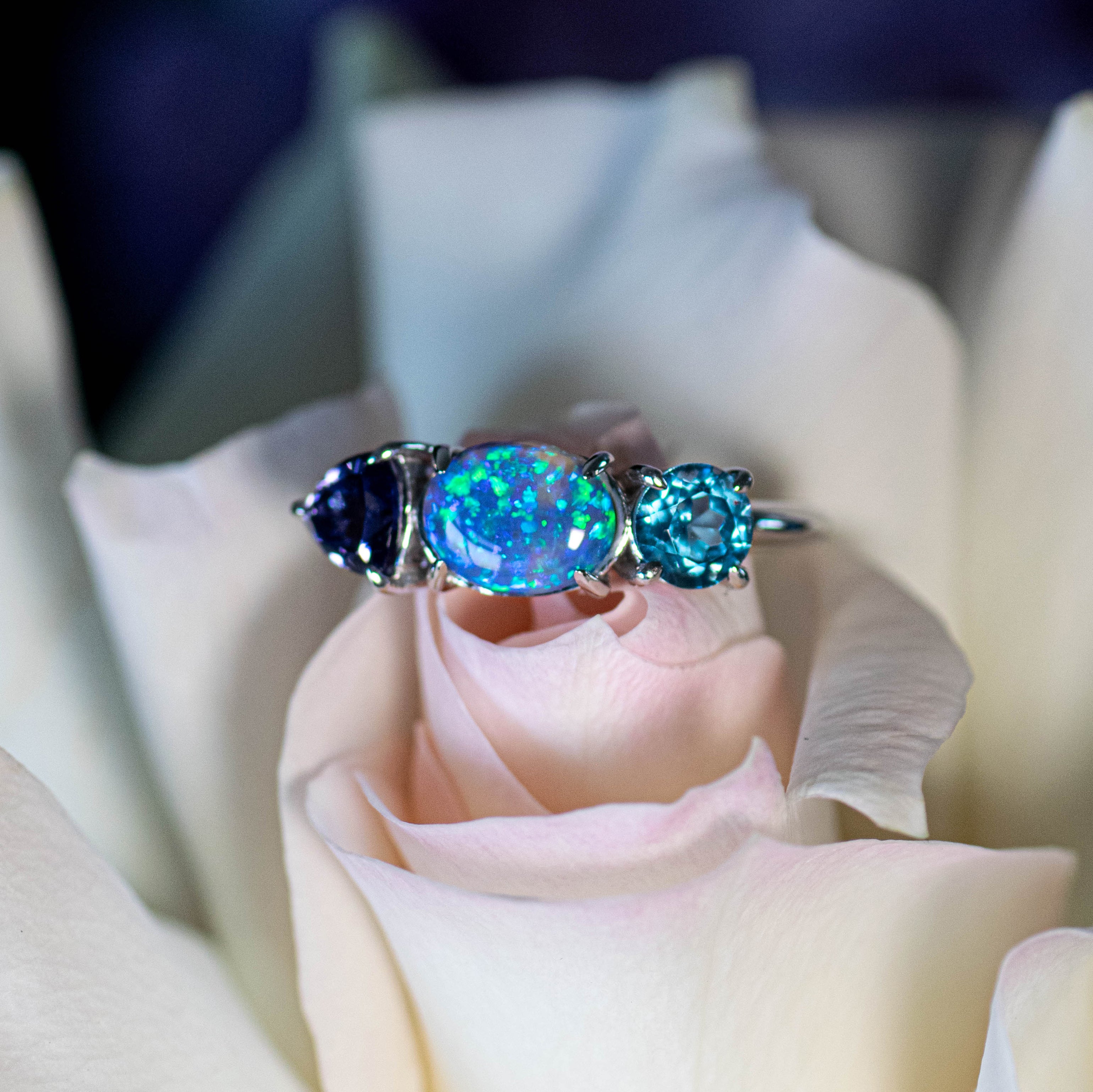 Naomi – Opal & Gemstone Cluster Ring (in stock)