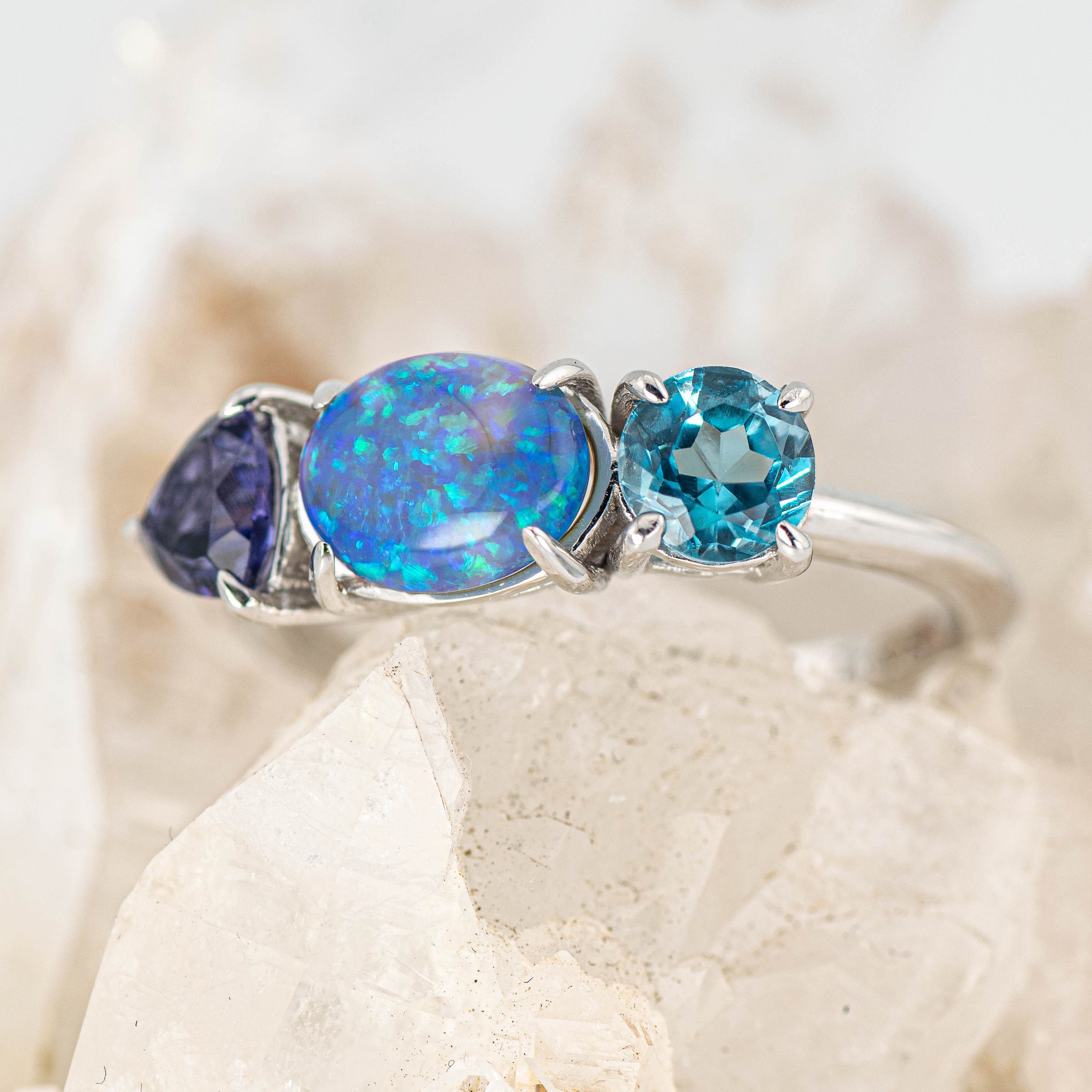 Naomi – Opal & Gemstone Cluster Ring (in stock)