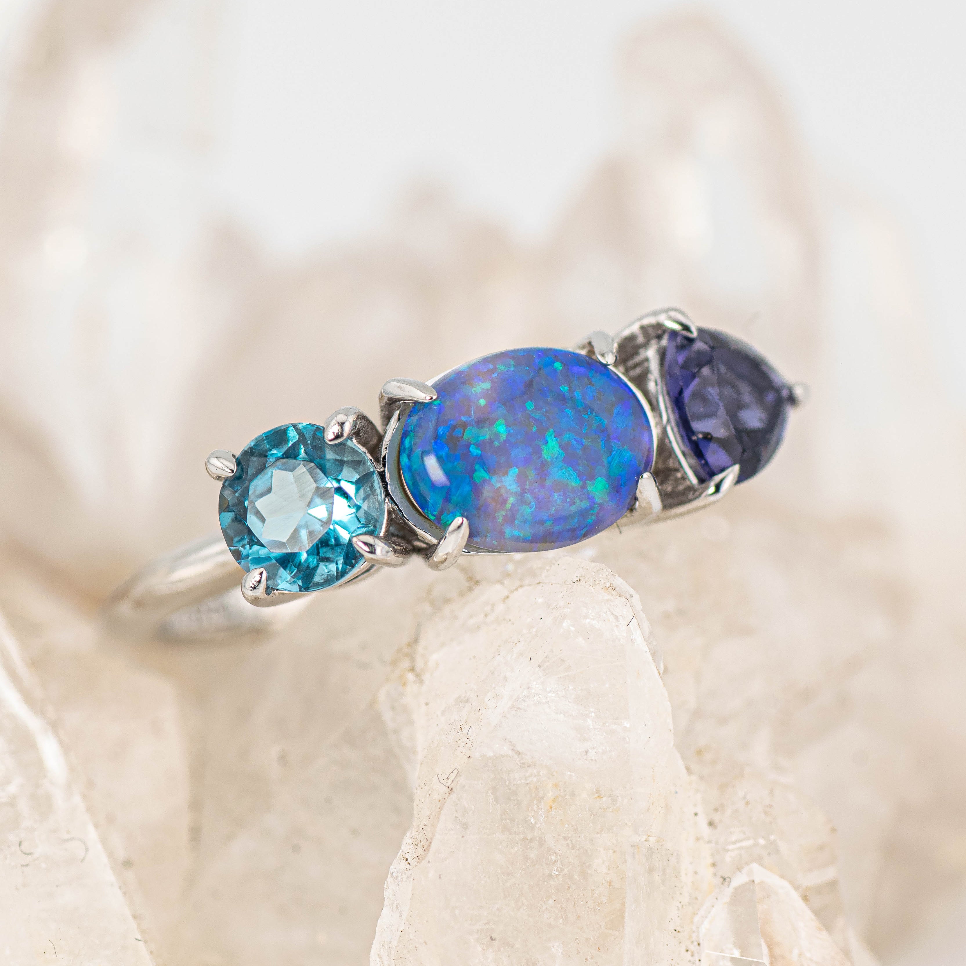 Naomi – Opal & Gemstone Cluster Ring (in stock)