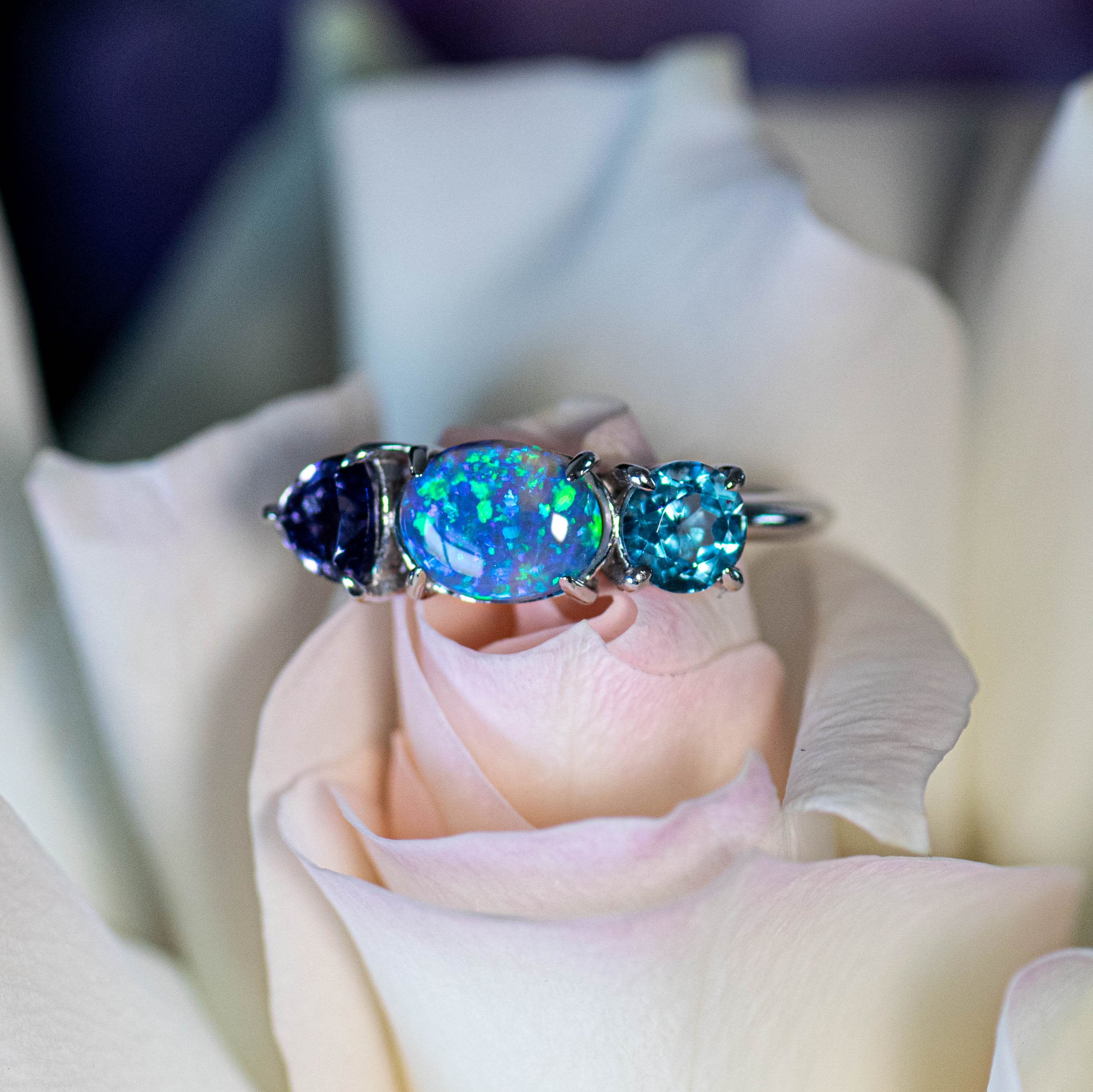 Naomi – Opal & Gemstone Cluster Ring (in stock)