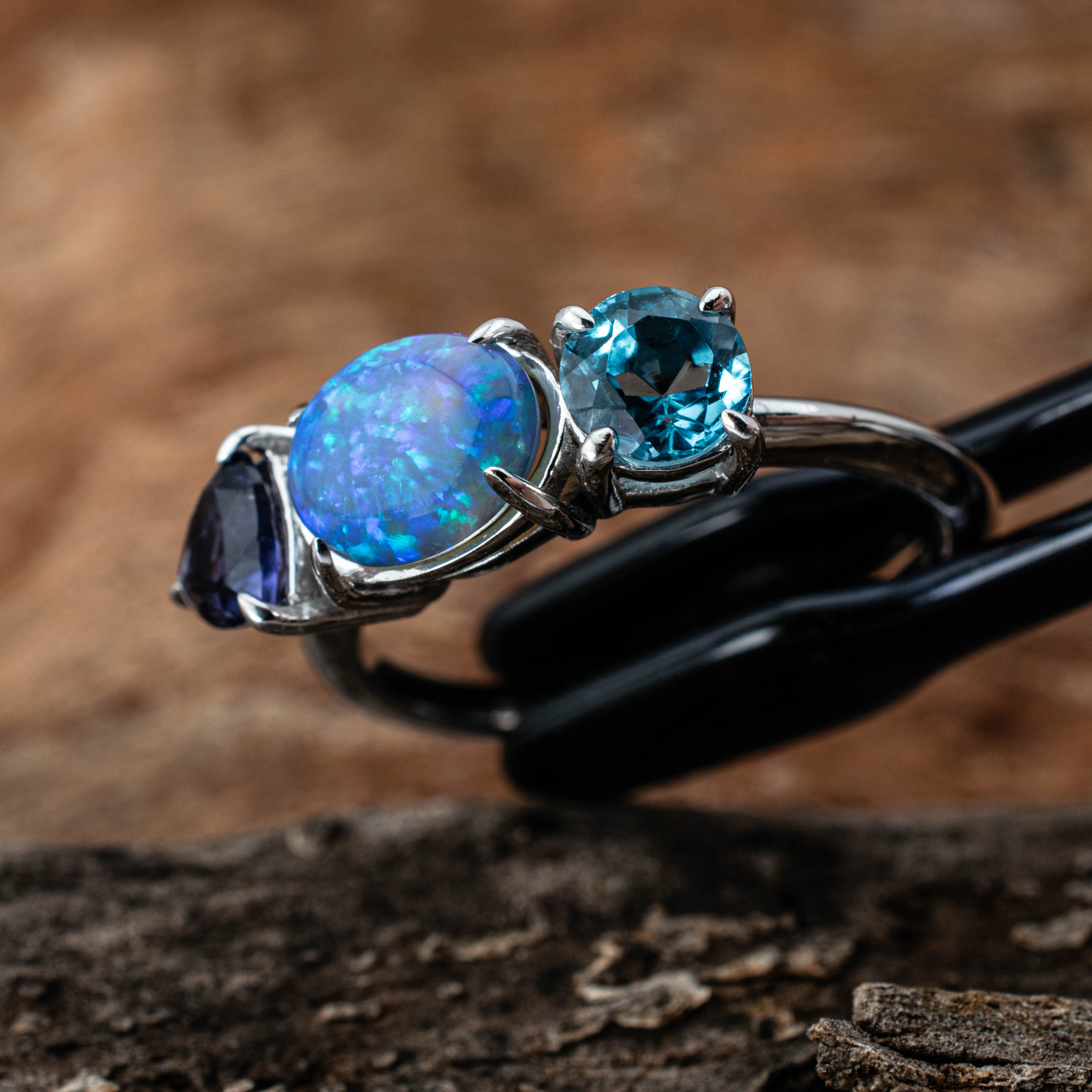 Naomi – Opal & Gemstone Cluster Ring (in stock)