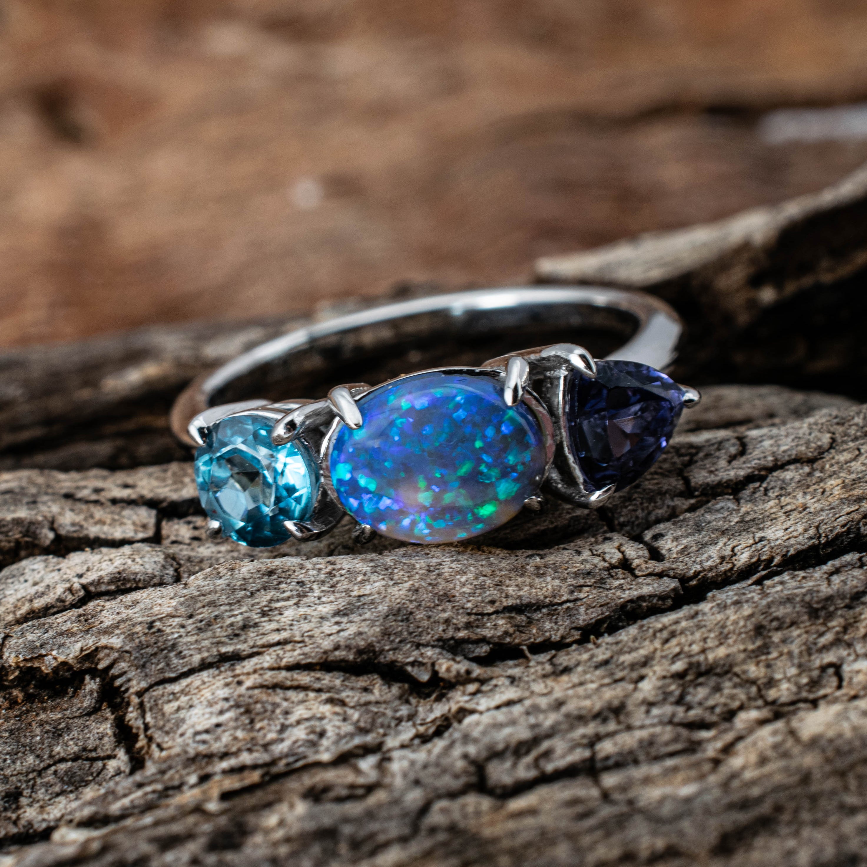 Naomi – Opal & Gemstone Cluster Ring (in stock)