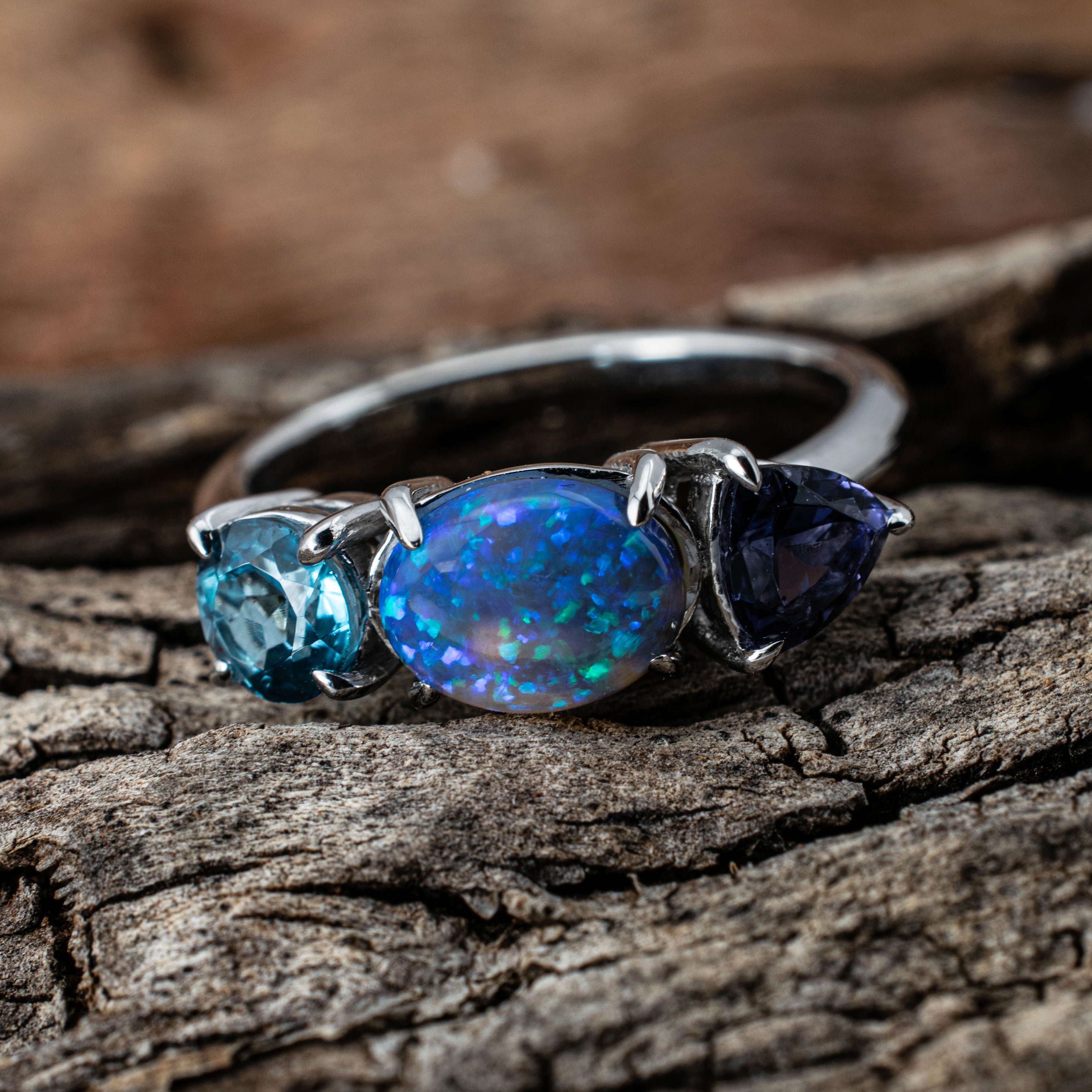 Naomi – Opal & Gemstone Cluster Ring (in stock)