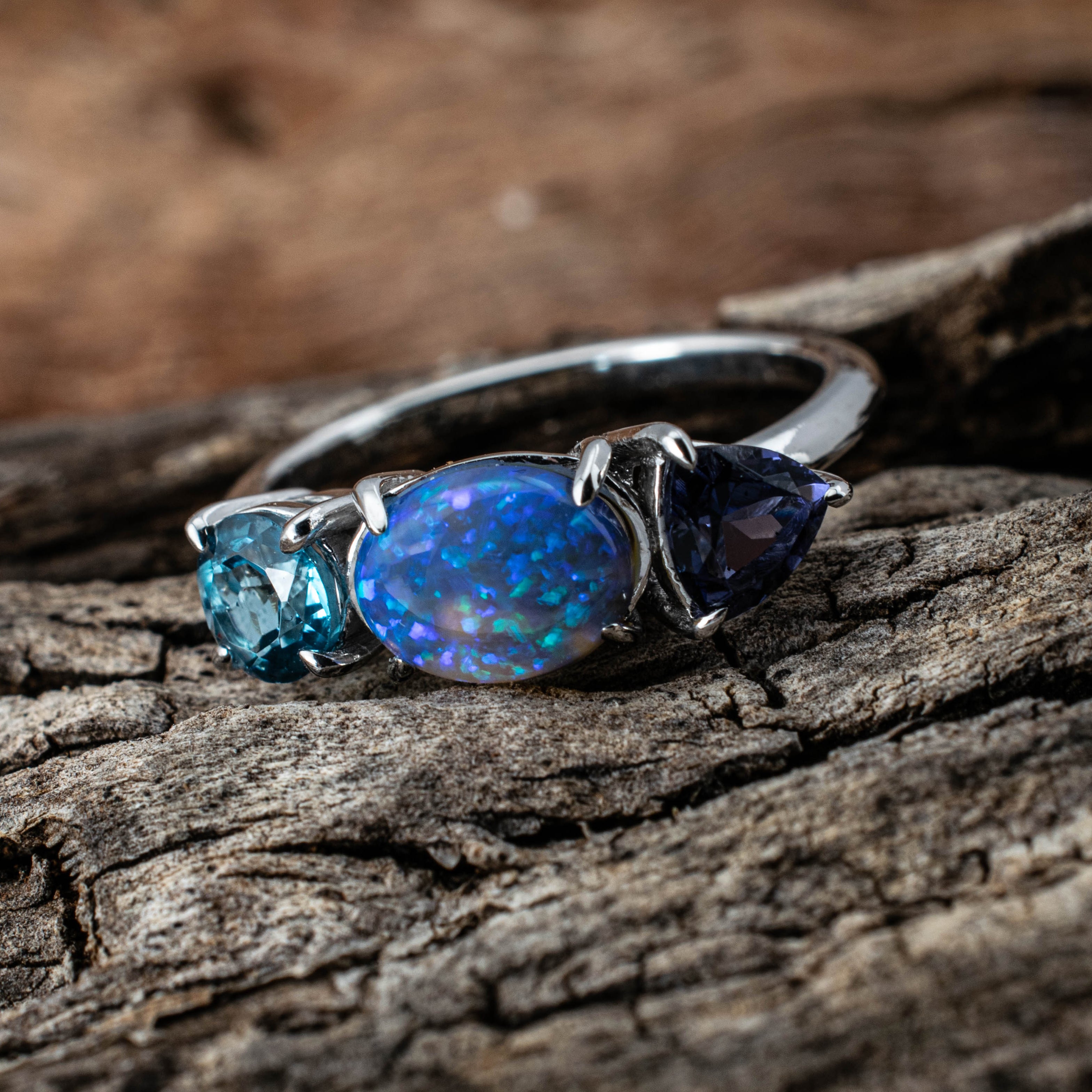 Naomi – Opal & Gemstone Cluster Ring (in stock)