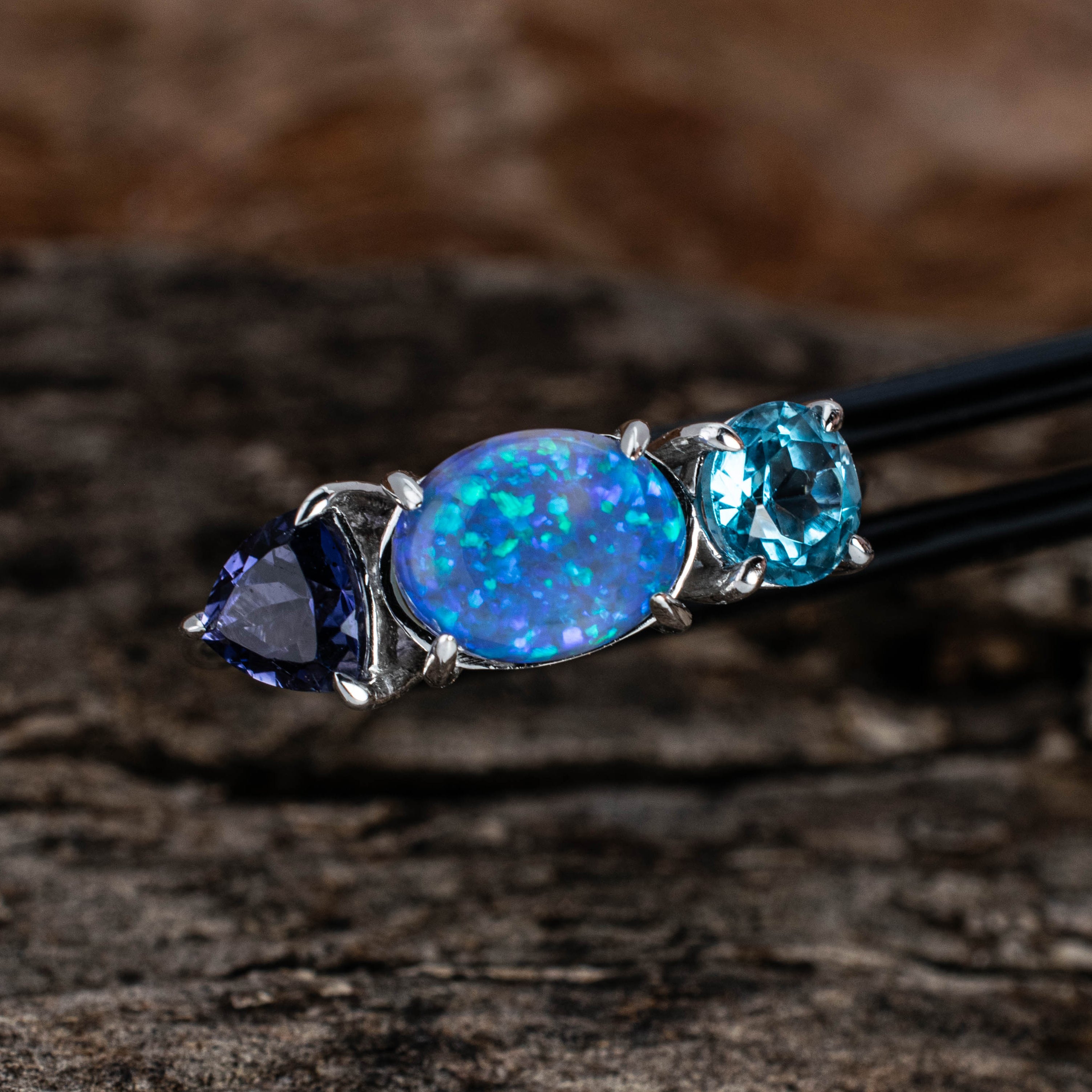 Naomi – Opal & Gemstone Cluster Ring (in stock)