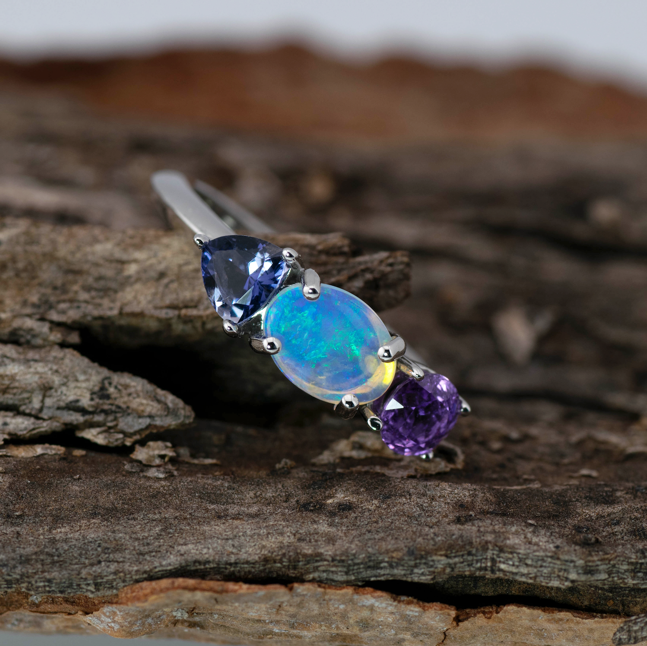 Indigo – Opal & Gemstone Cluster Ring (in stock)