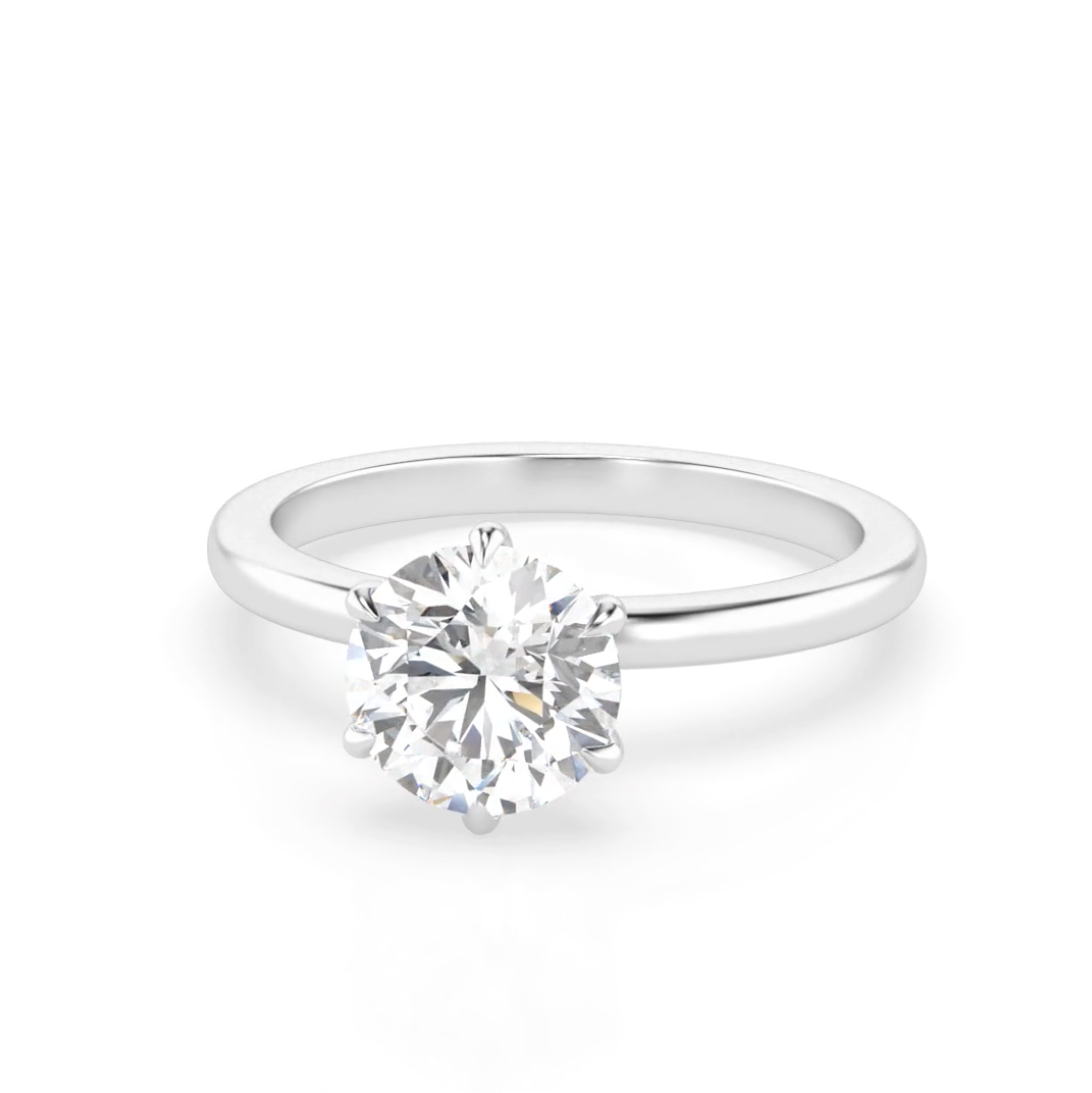 Billie 2.0 – 6 Claw 2ct Round Solitaire (Made to Order) F Colour VVS2