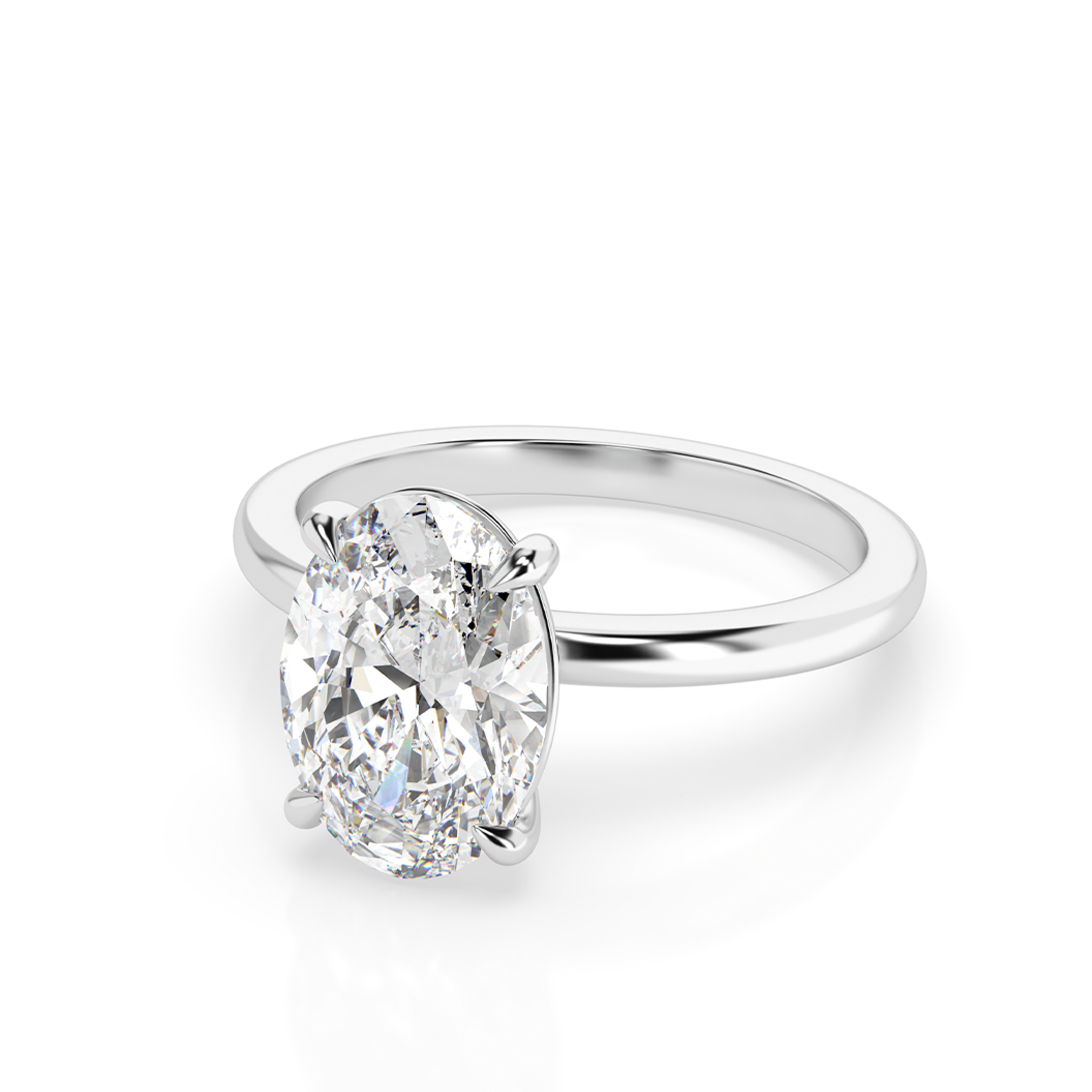 Kate 3.0 – 4 Claw 3ct Oval Solitaire (Made to Order) F Colour VVS2