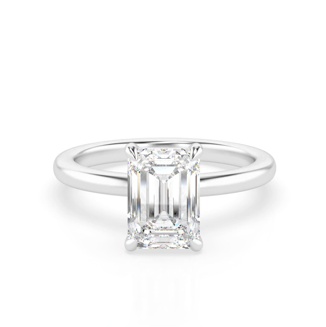 Emma 2.0 – 4 Claw 2ct Emerald Cut Solitaire (Made to Order) F Colour VVS2