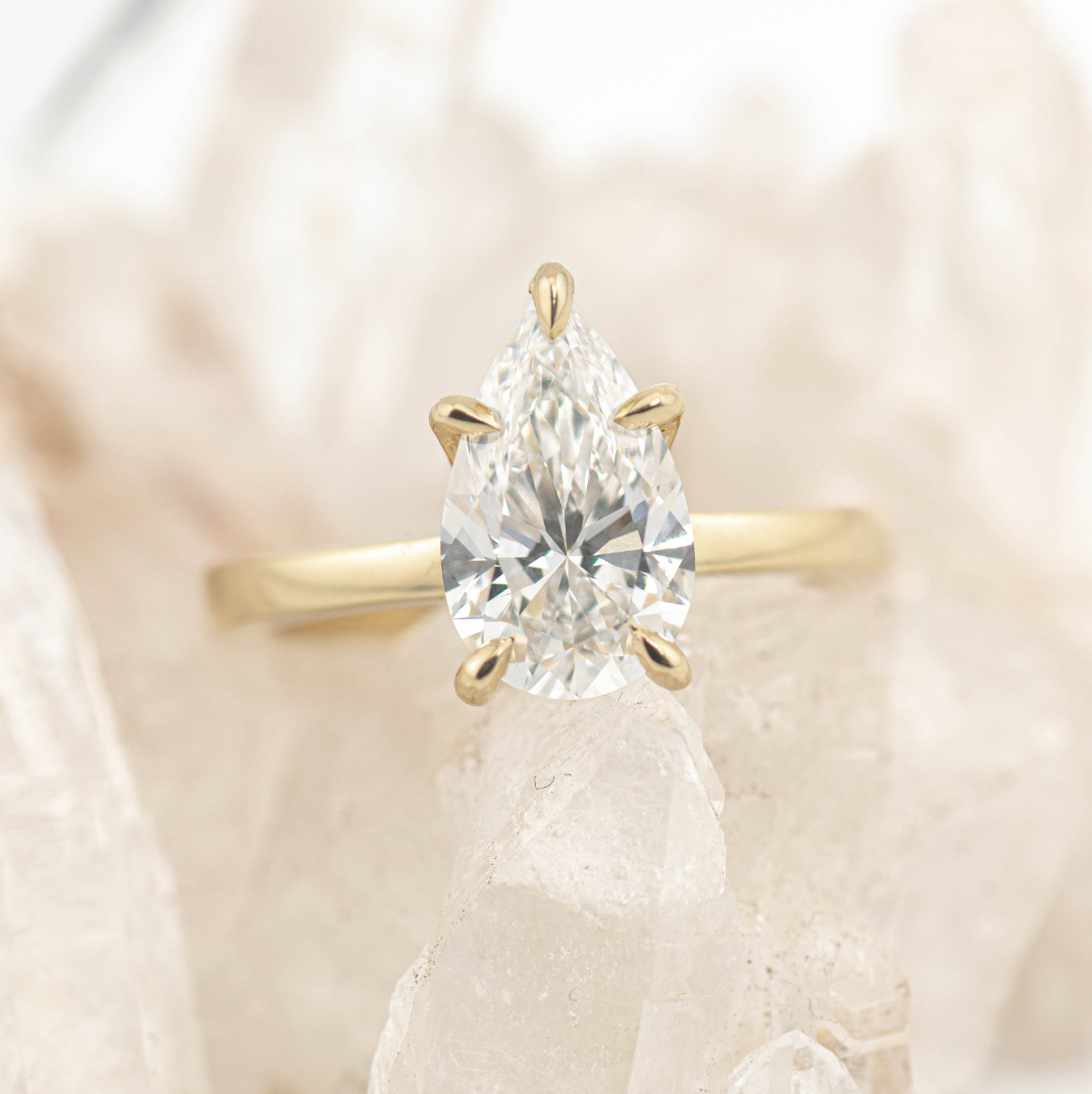 Olivia 2.0 – 5 Claw 2ct Pear Solitaire (Made to Order) F Colour VVS2