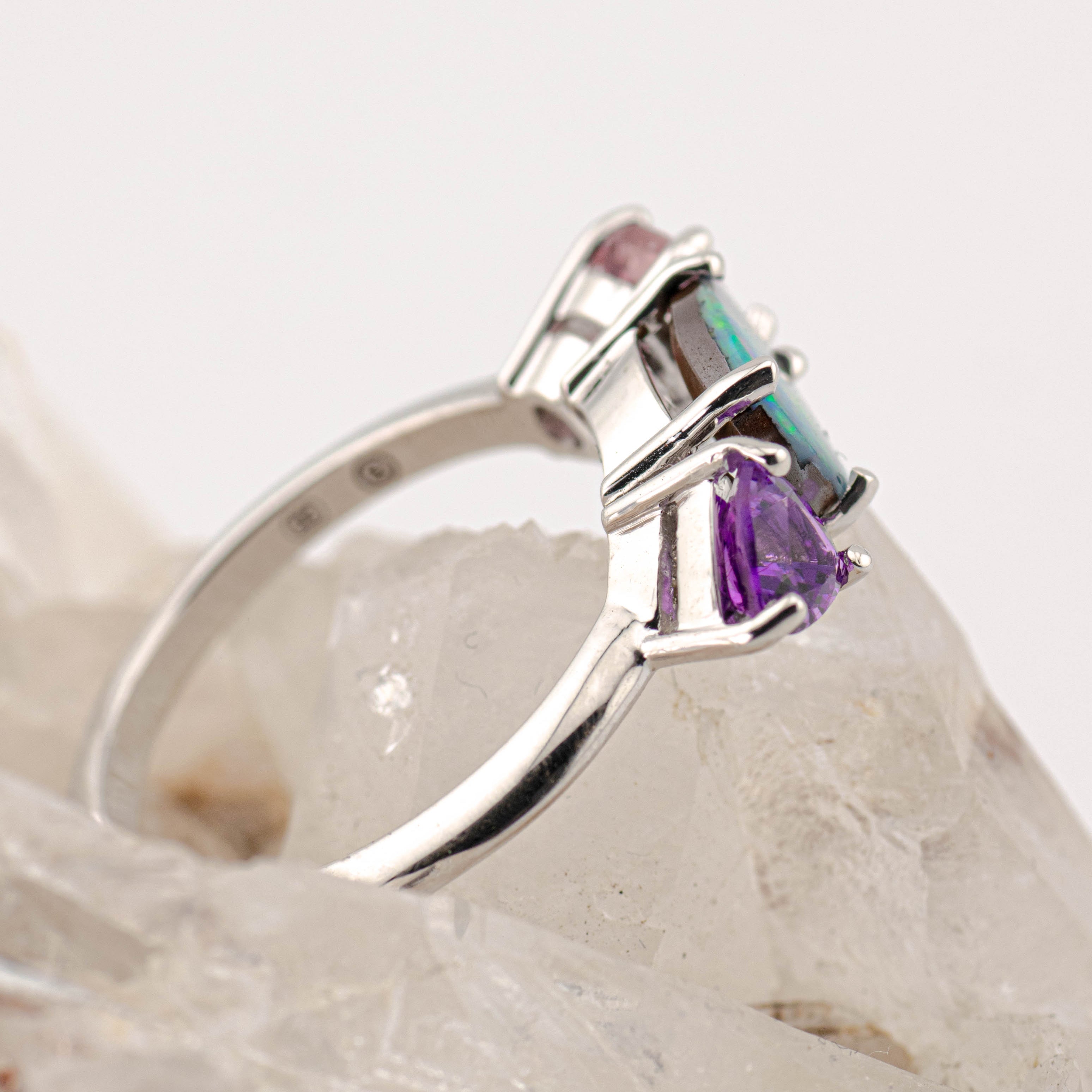 Violet – Opal & Gemstone Cluster Ring (in stock)