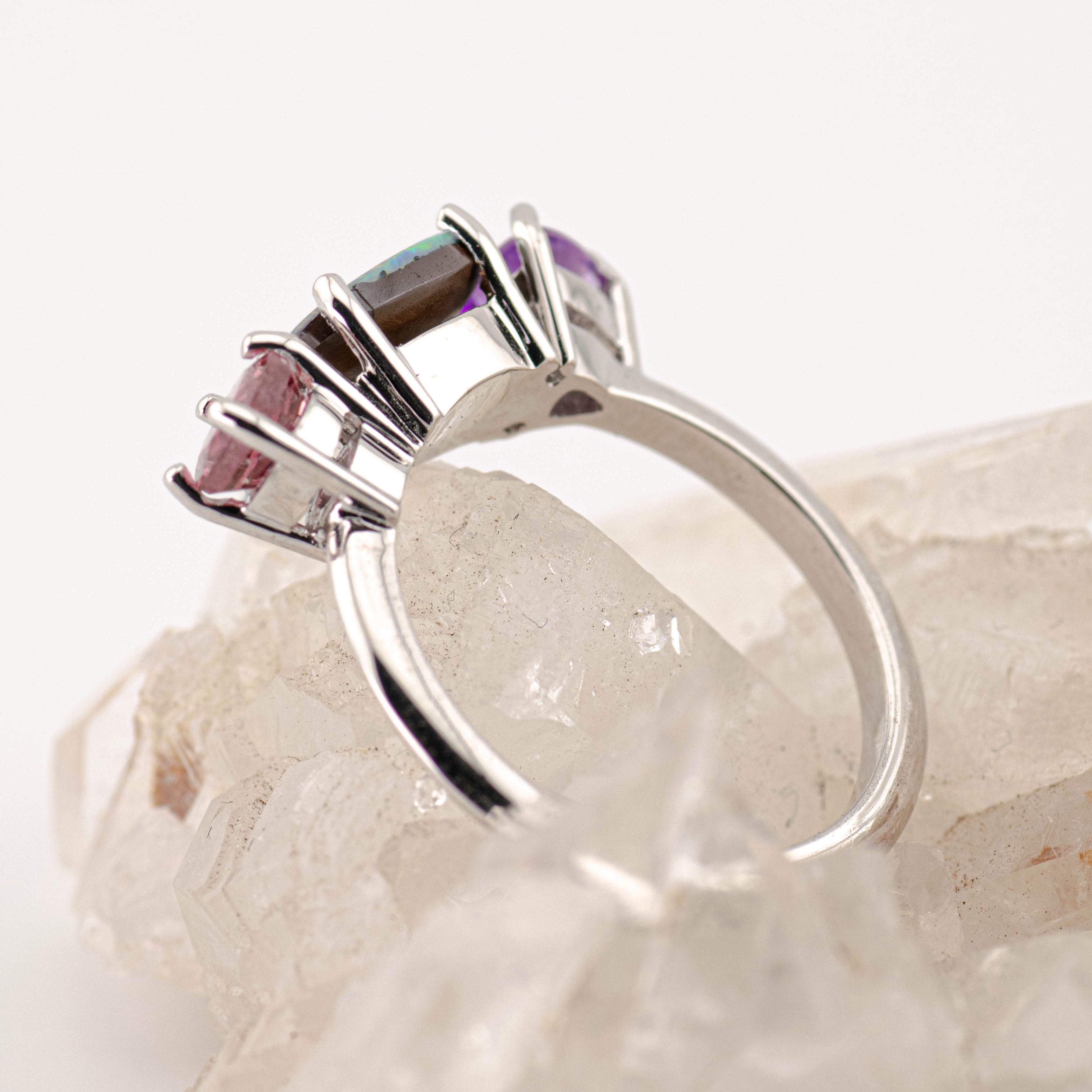 Violet – Opal & Gemstone Cluster Ring (in stock)