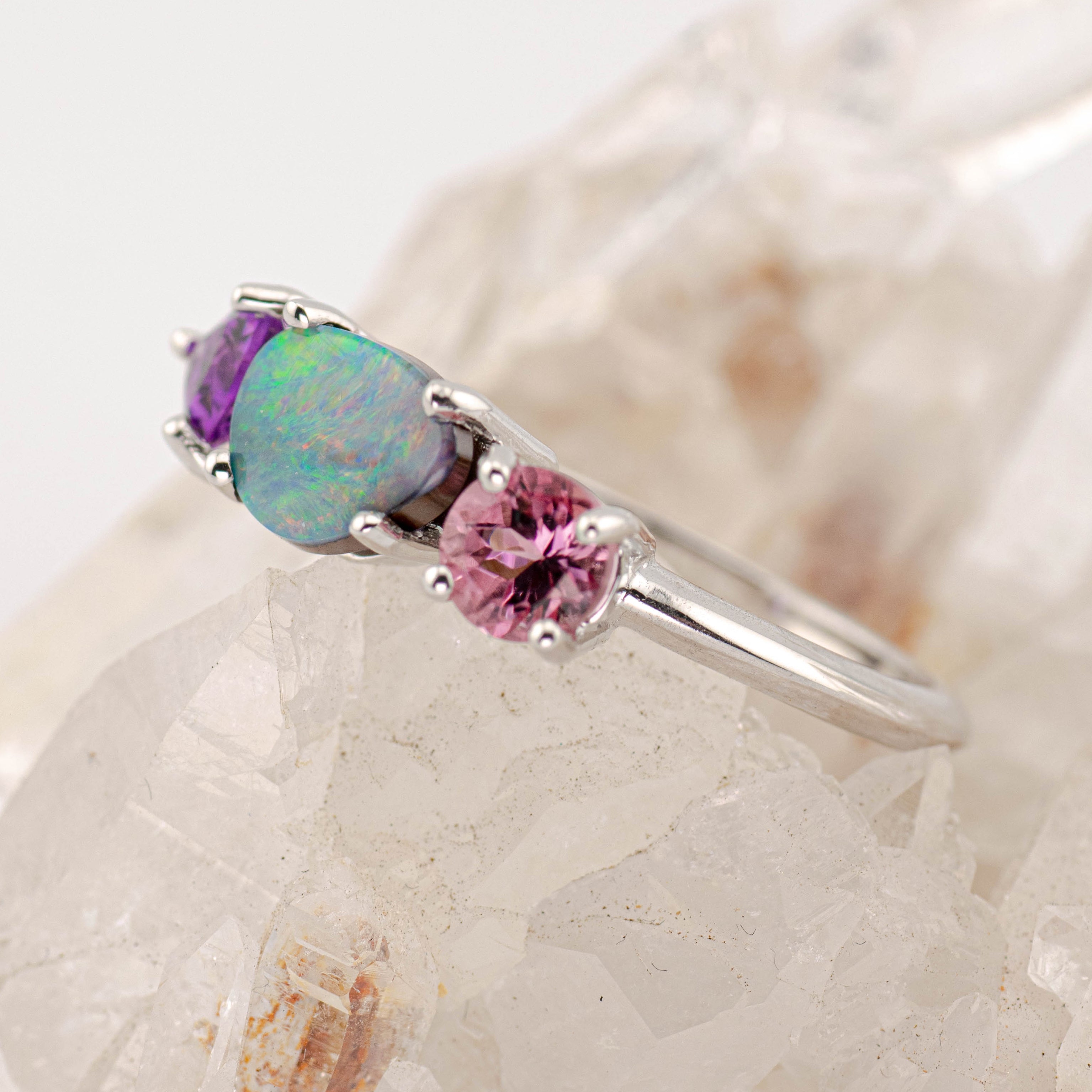 Violet – Opal & Gemstone Cluster Ring (in stock)