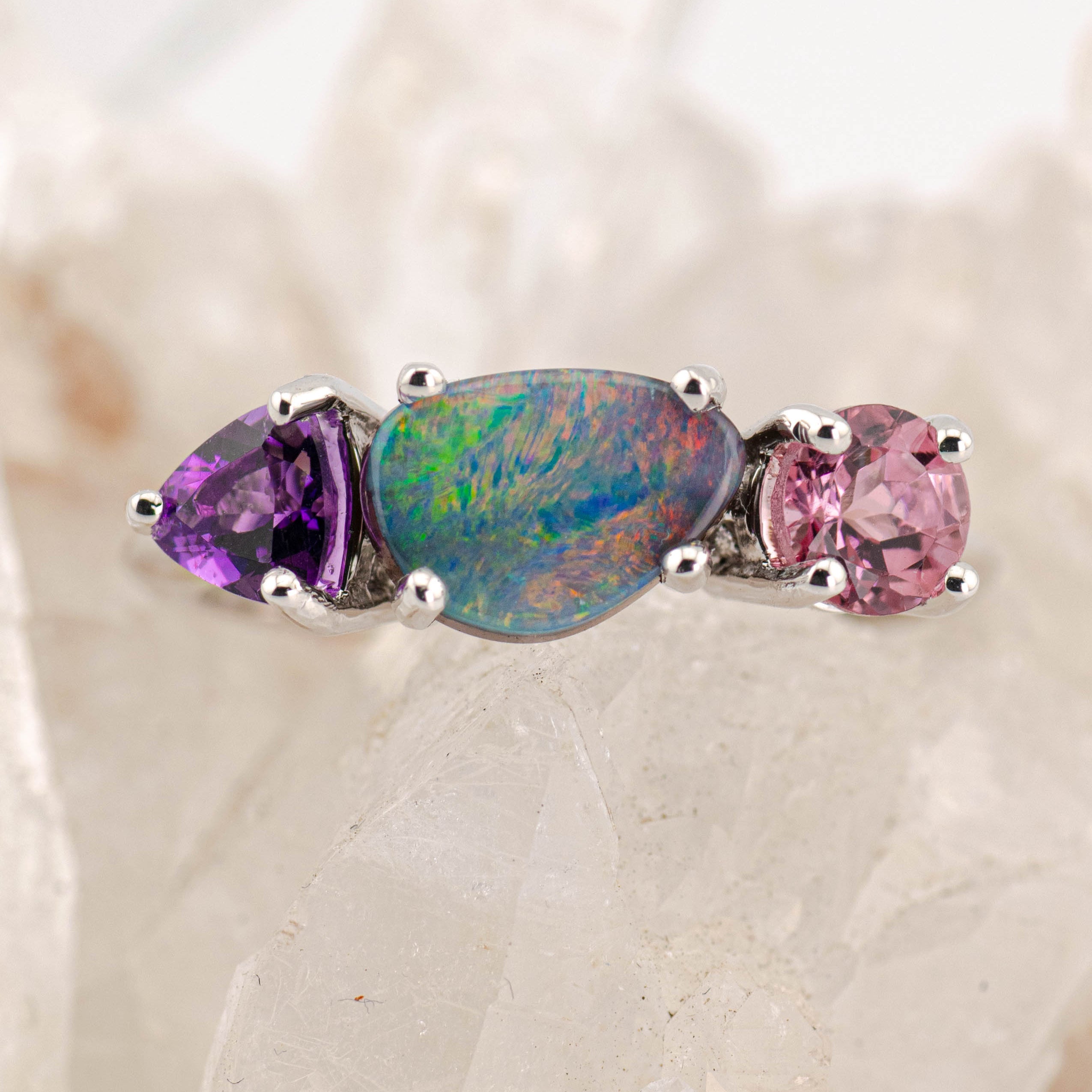 Violet – Opal & Gemstone Cluster Ring (in stock)